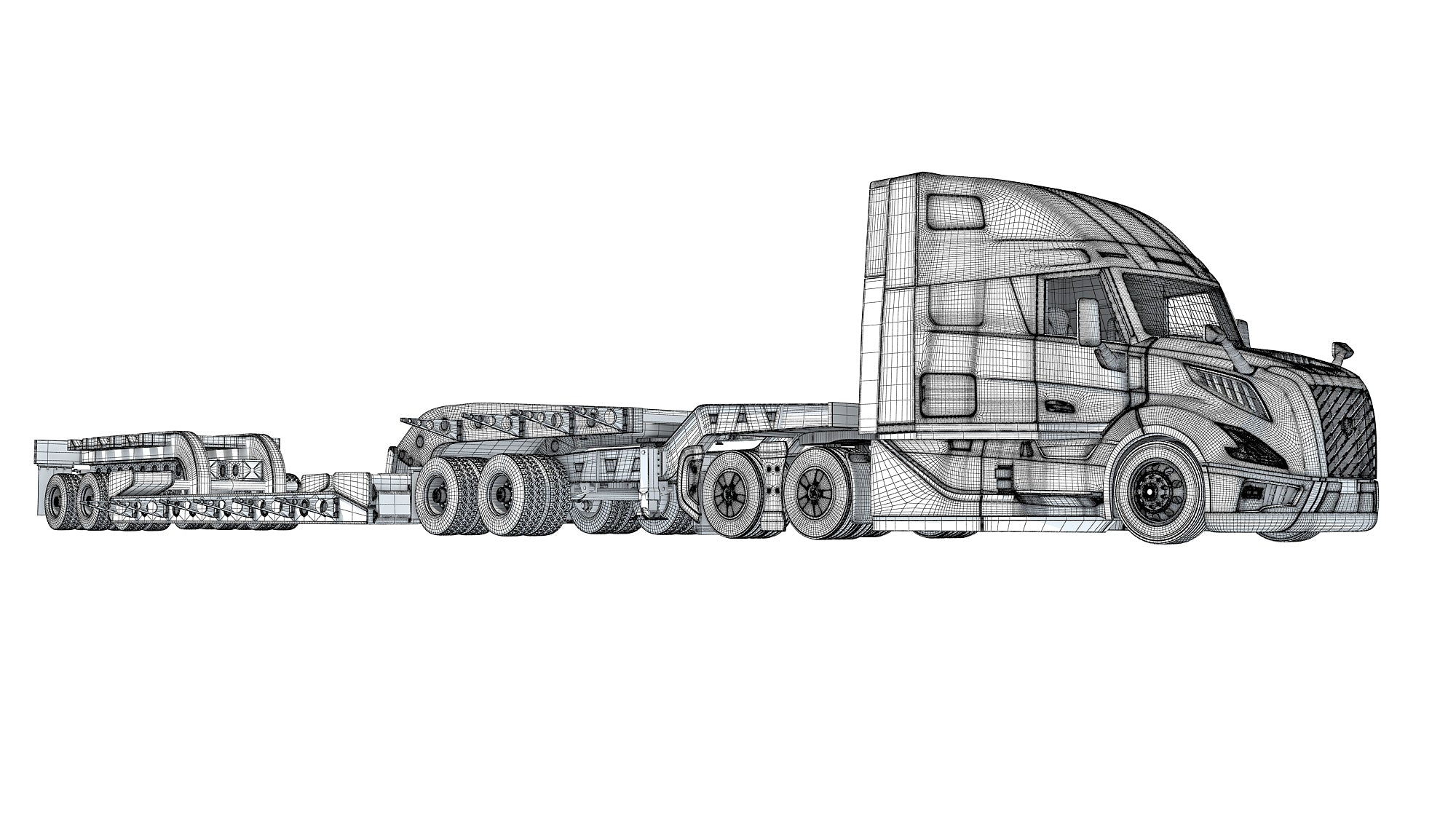 2024 Semi Truck with Lowboy Trailer