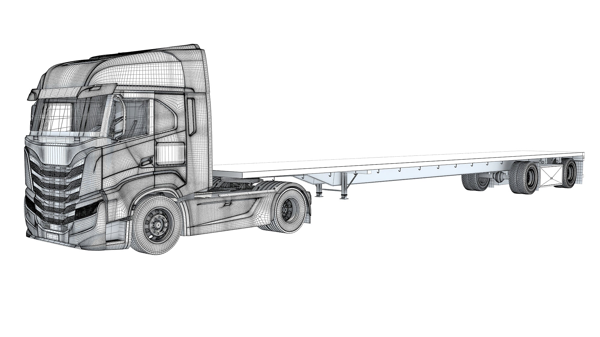 Iveco Truck with Flatbed Trailer