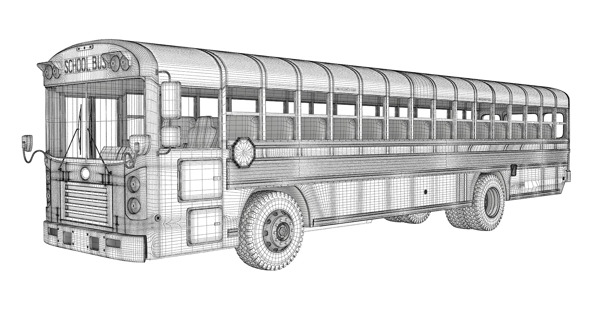 Blue Bird School Bus 3D Model 3D Horse