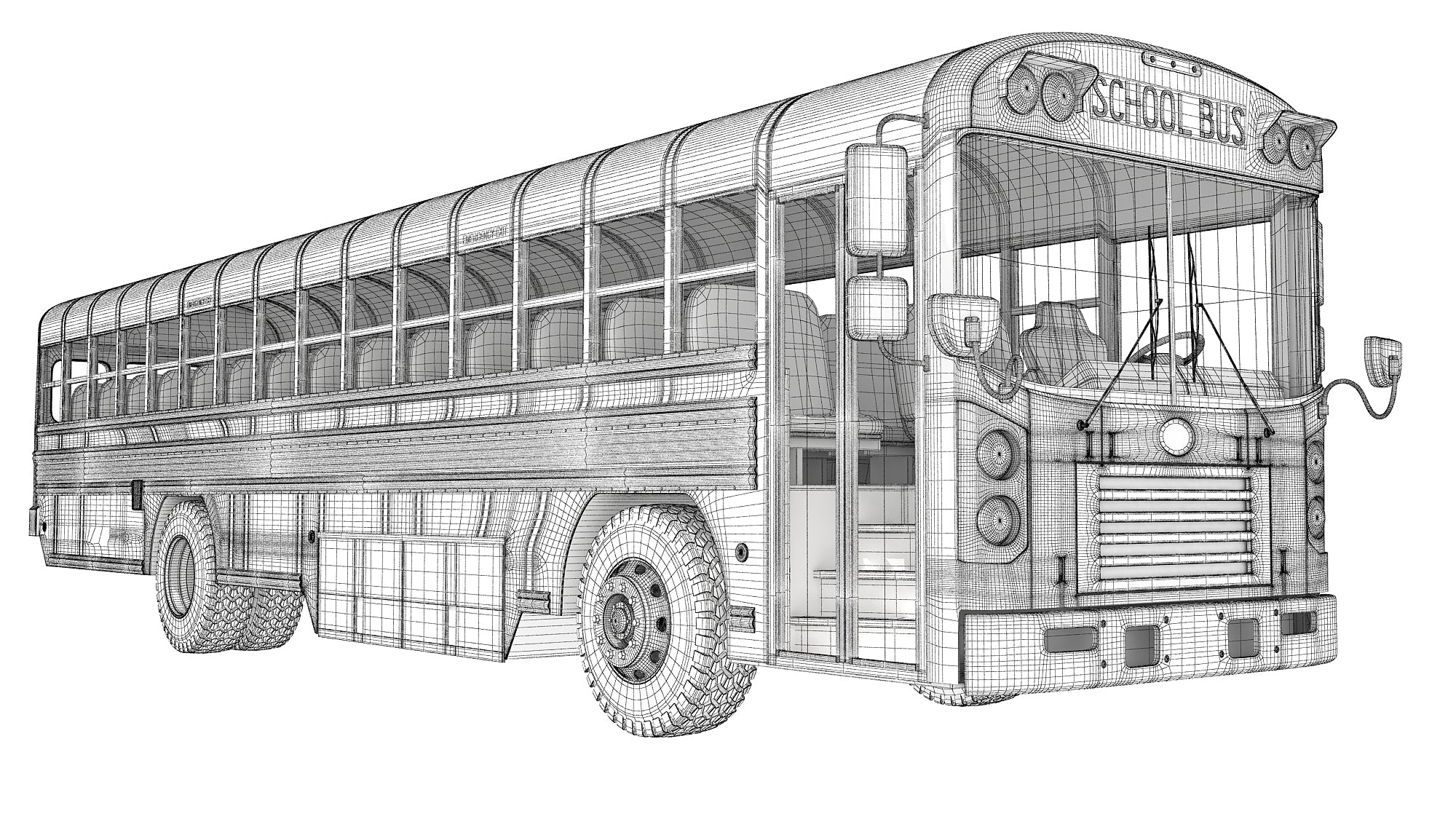 Blue Bird School Bus 3D Model