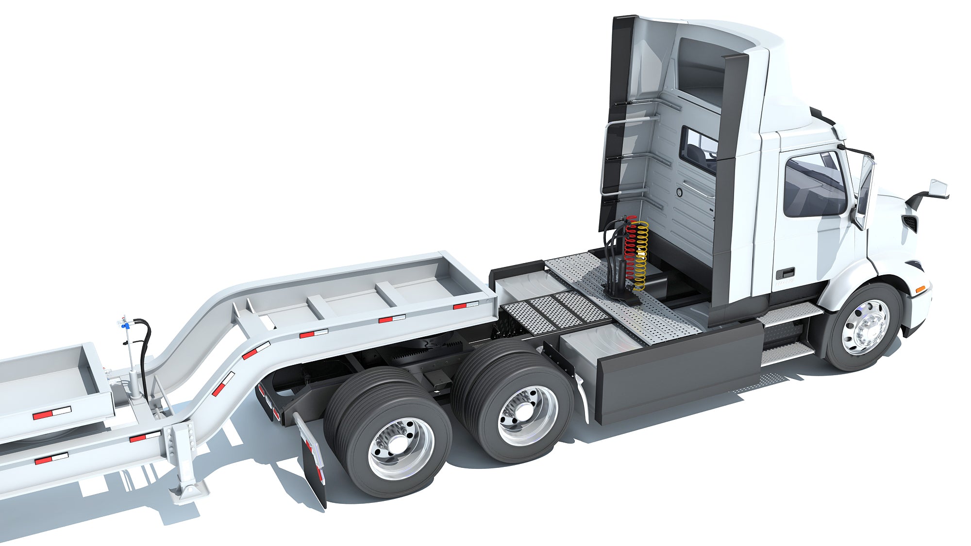Semi Truck with Lowboy Trailer