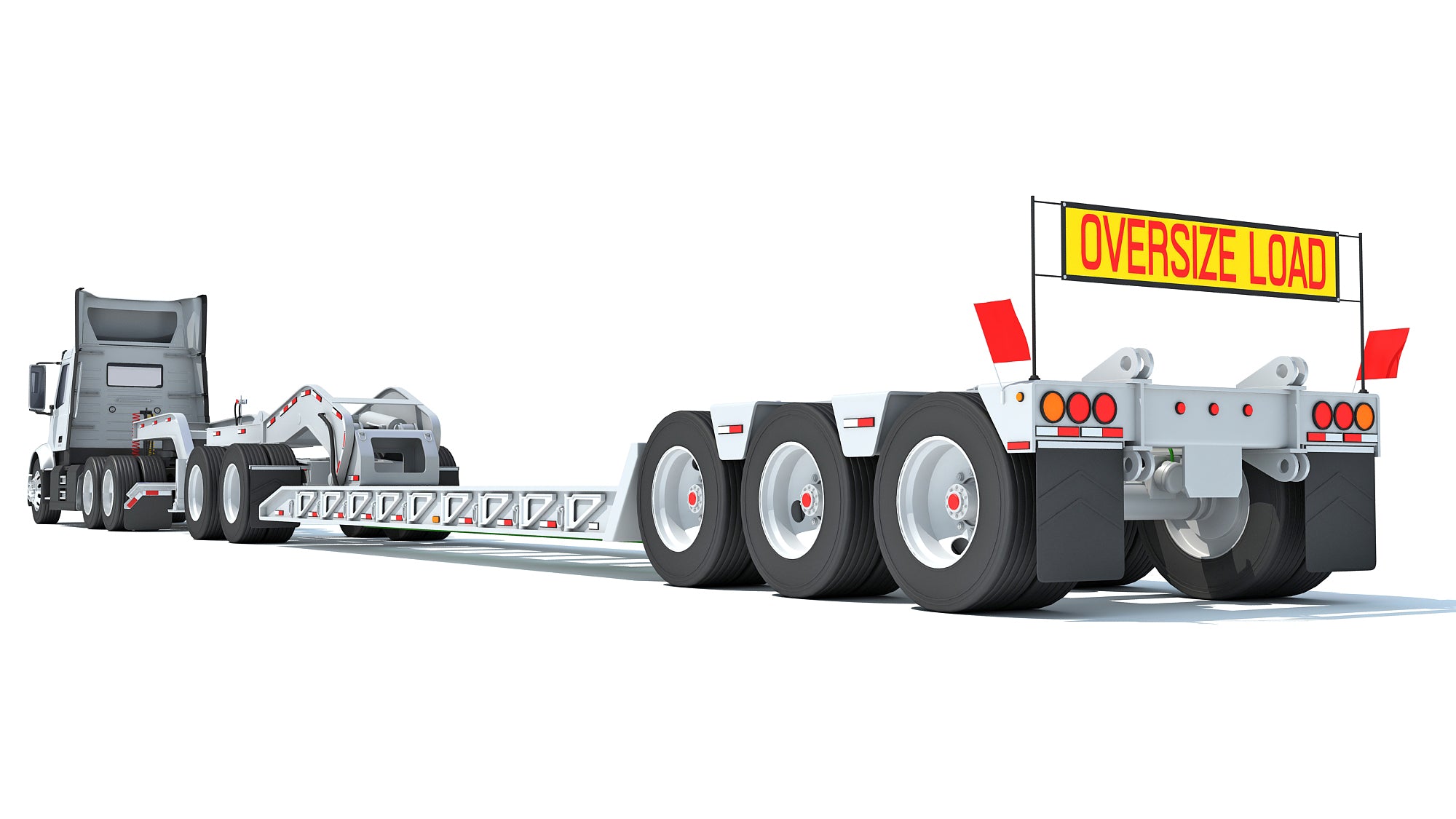 Semi Truck with Lowboy Trailer