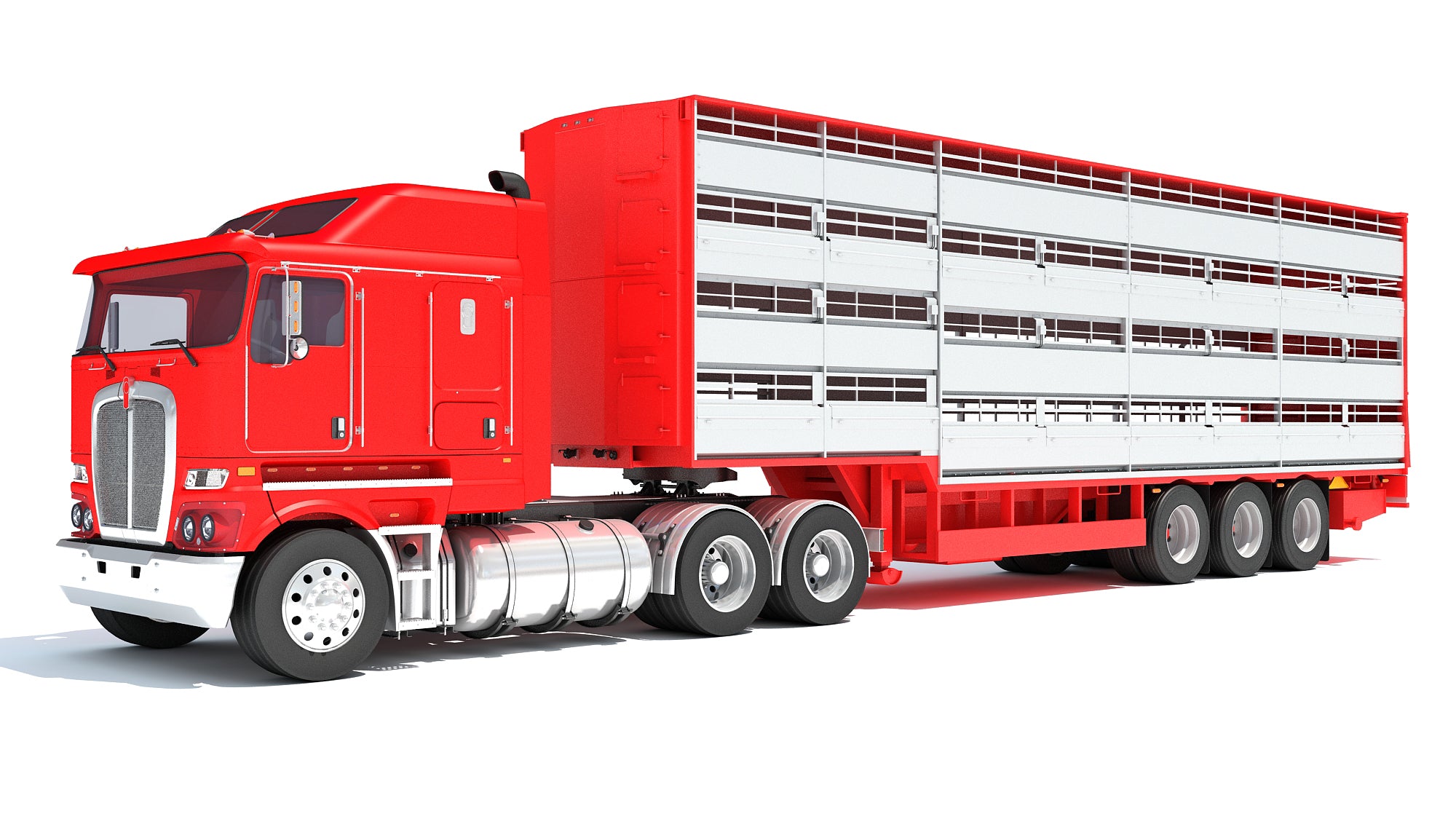 Kenworth Truck with Animal Transporter Trailer