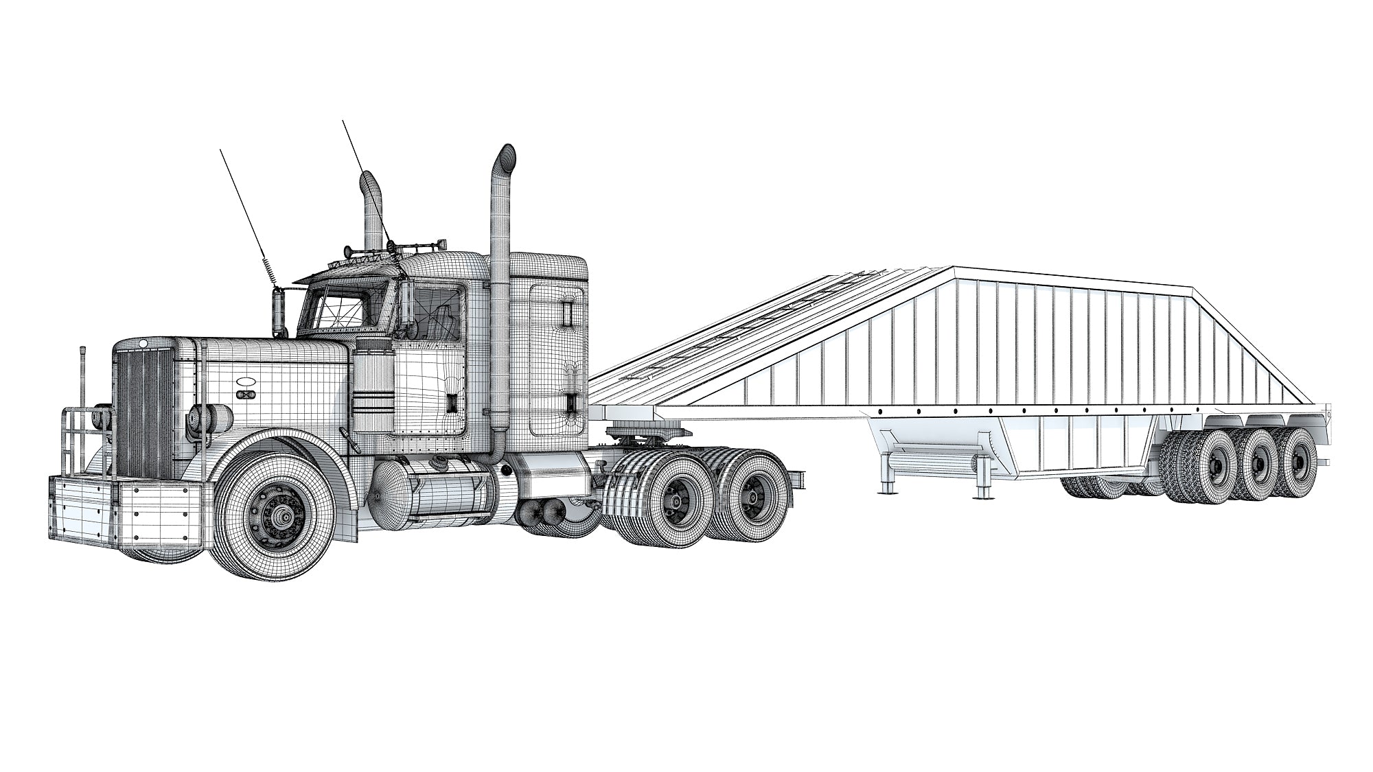 Semi Truck with Bottom Dump Trailer