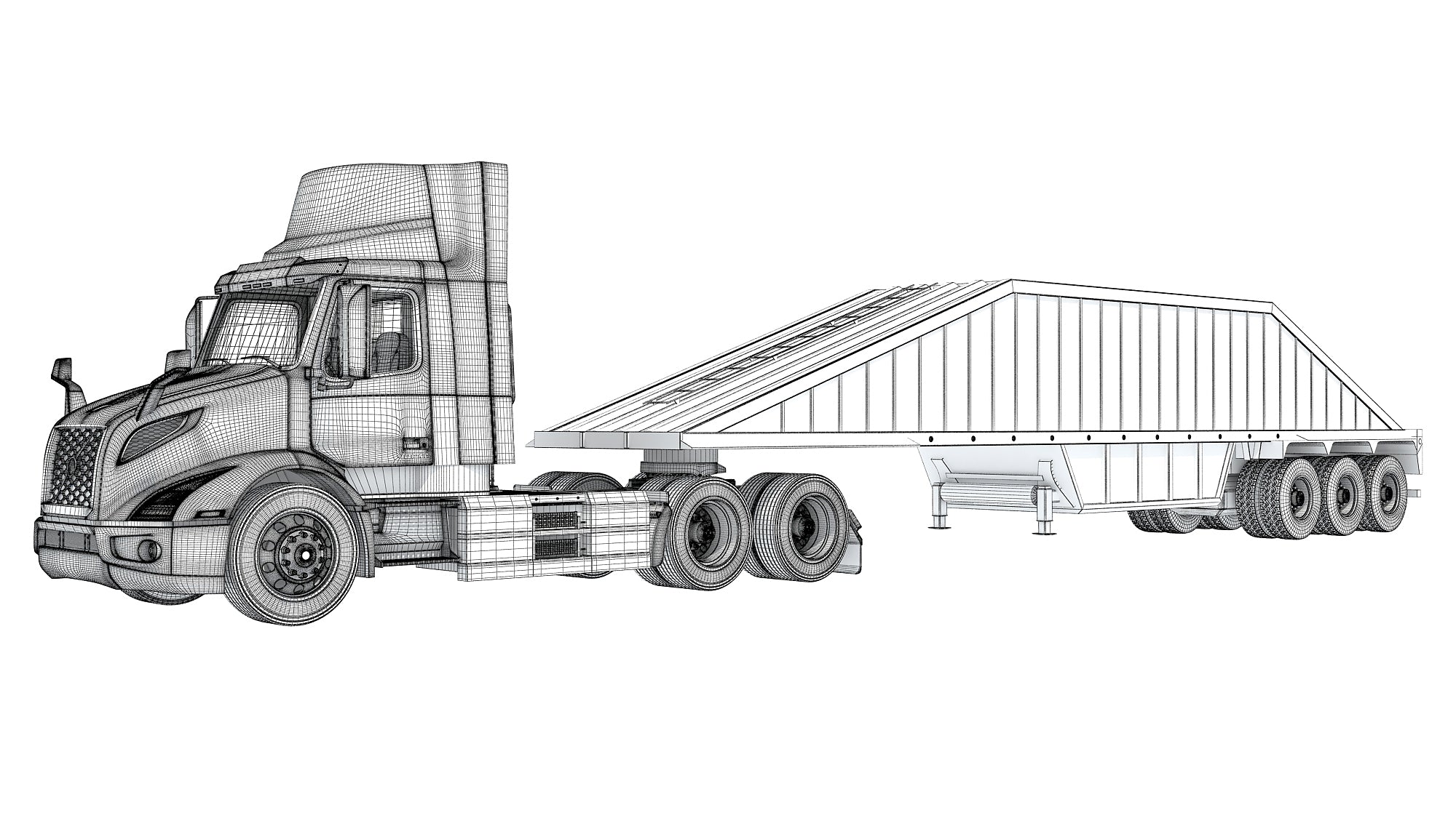 Semi Truck with Bottom Dump Trailer