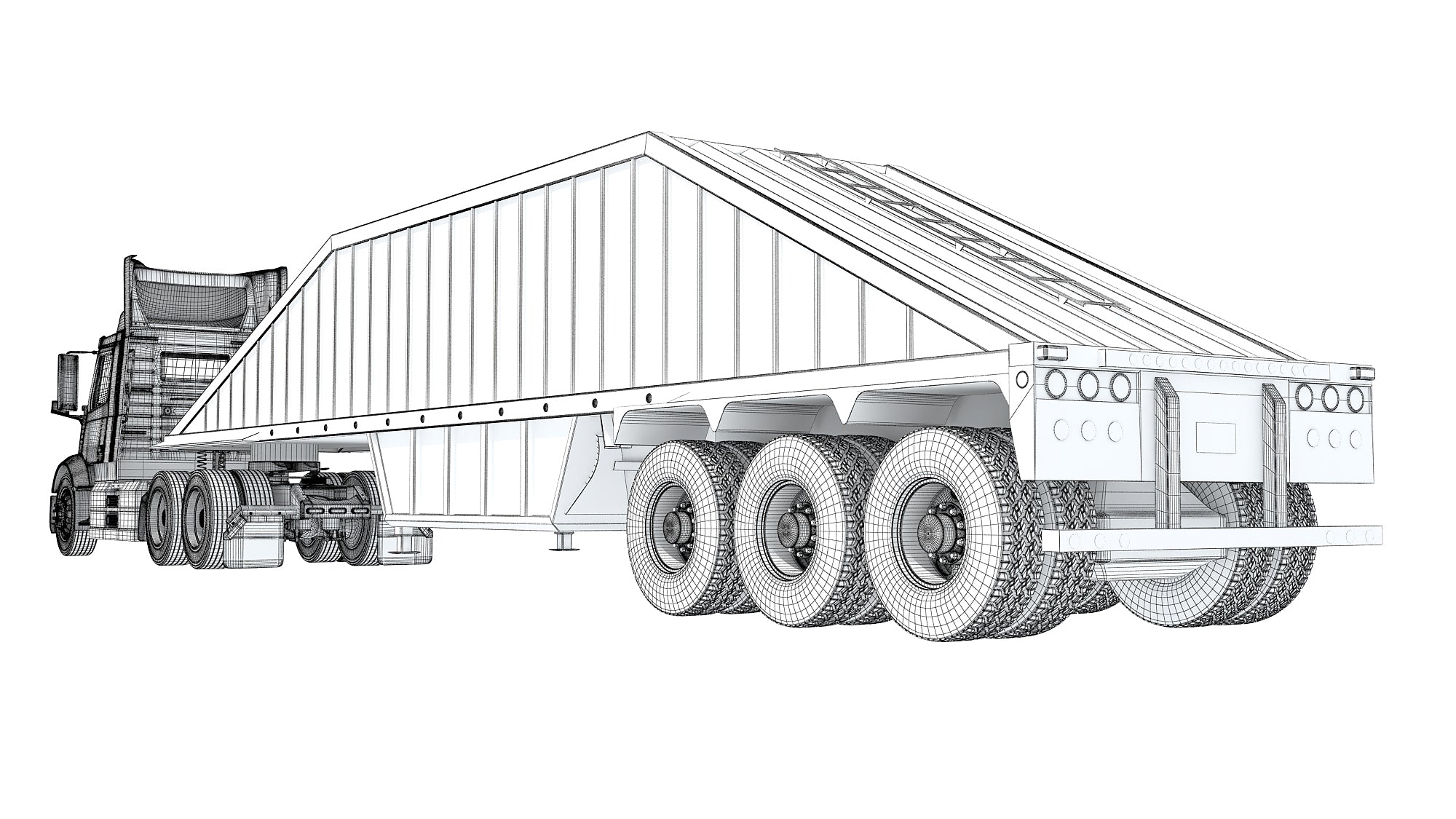 Semi Truck with Bottom Dump Trailer
