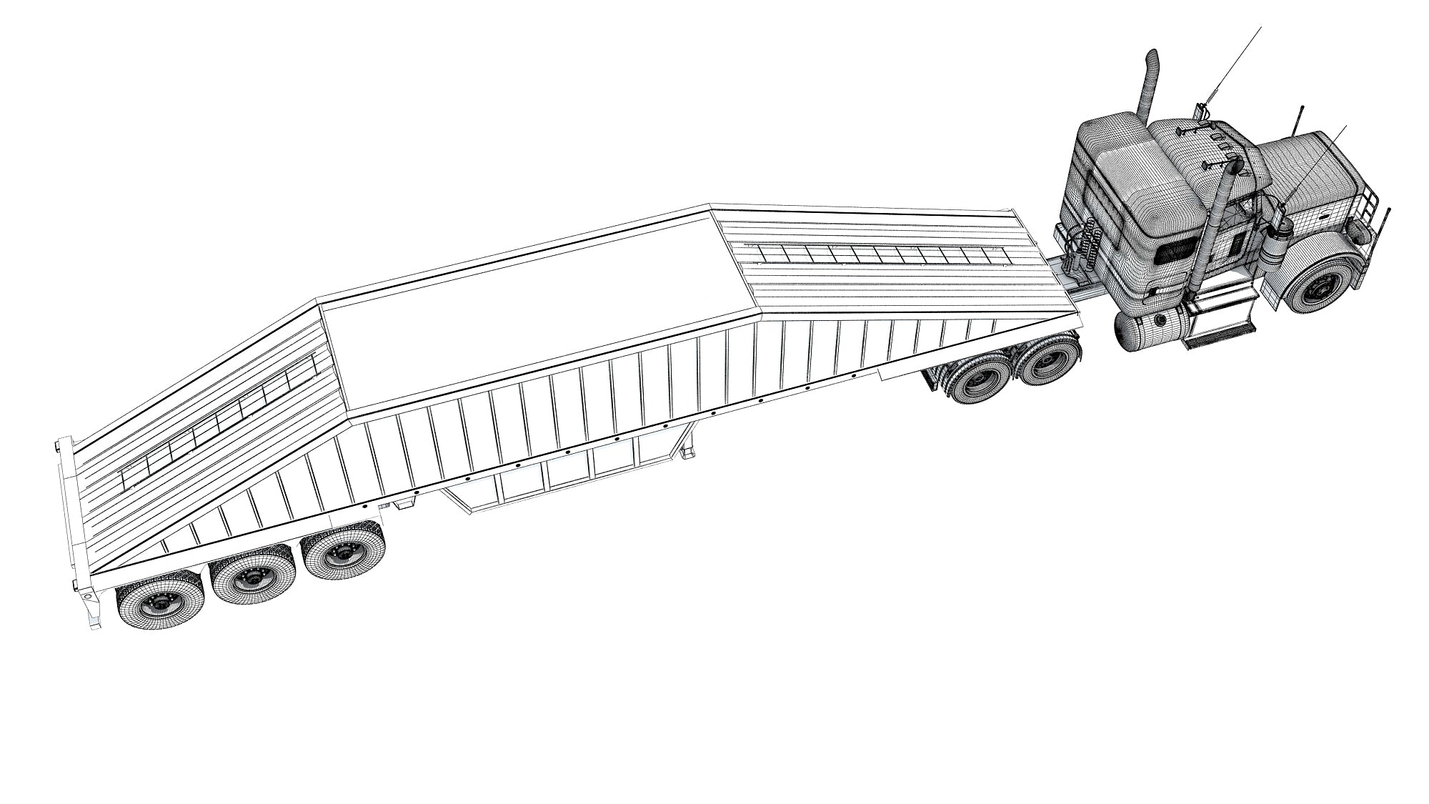 Semi Truck with Bottom Dump Trailer