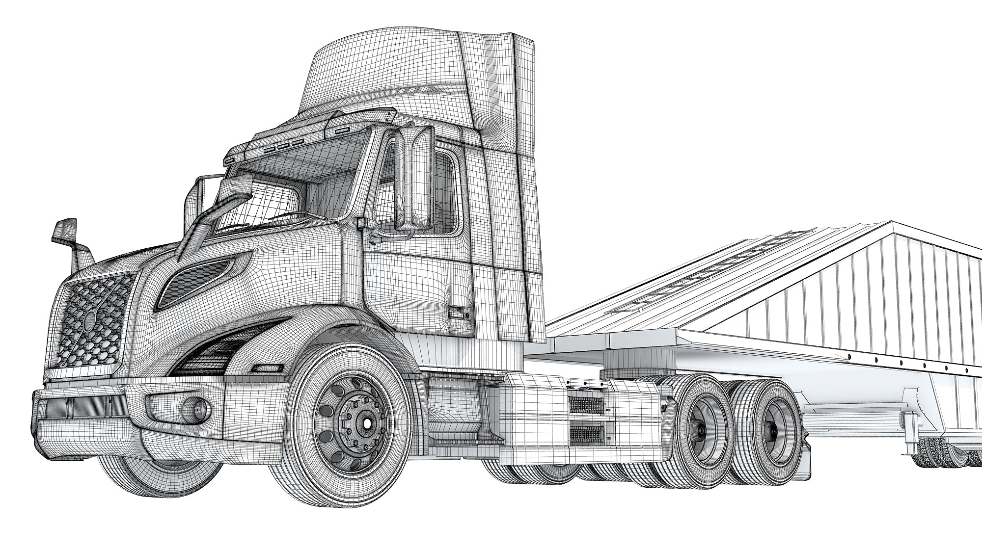 Semi Truck with Bottom Dump Trailer