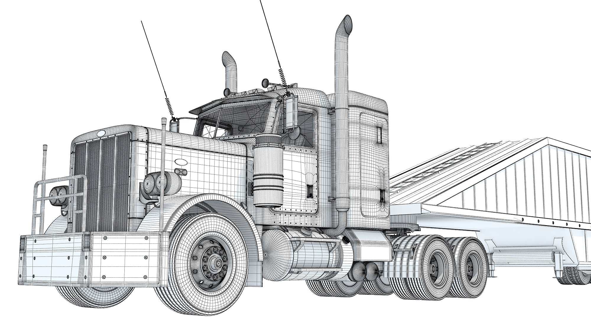 Semi Truck with Bottom Dump Trailer