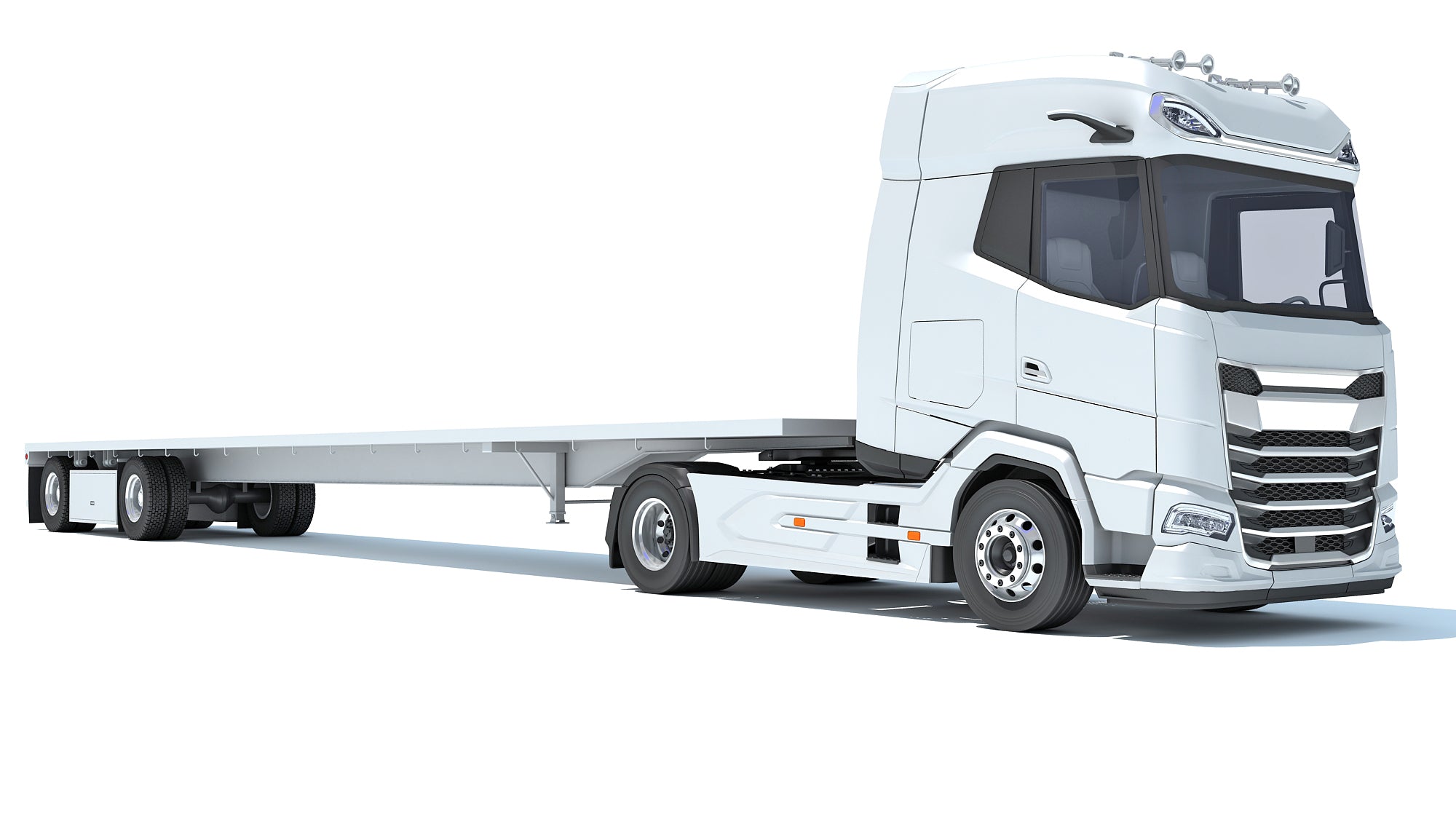 Truck with Flatbed Trailer - DAF