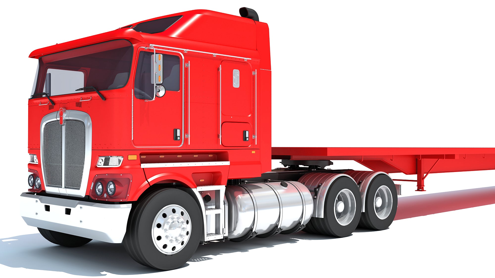 Truck with Flatbed Trailer Kenworth