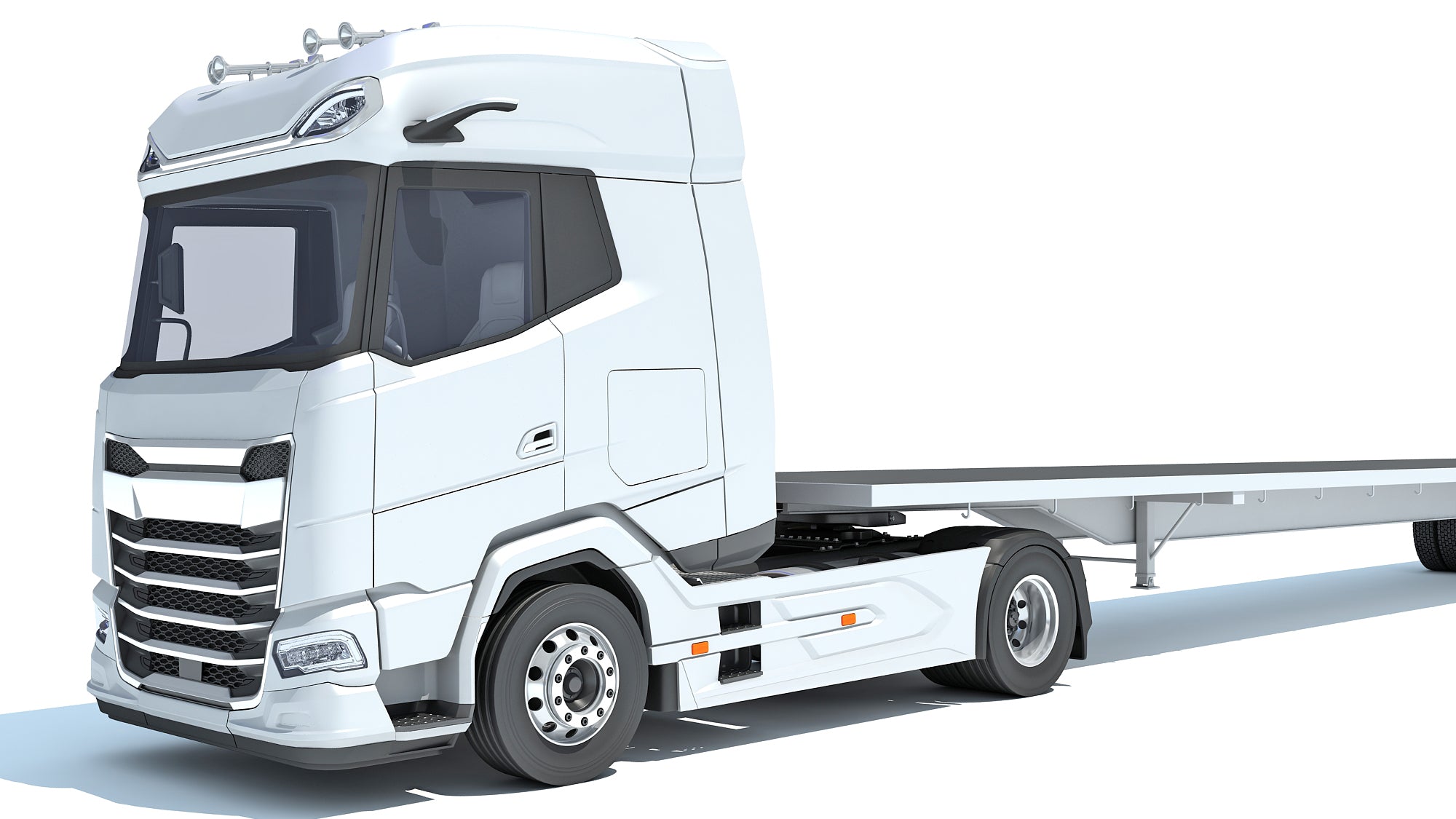 Truck with Flatbed Trailer - DAF