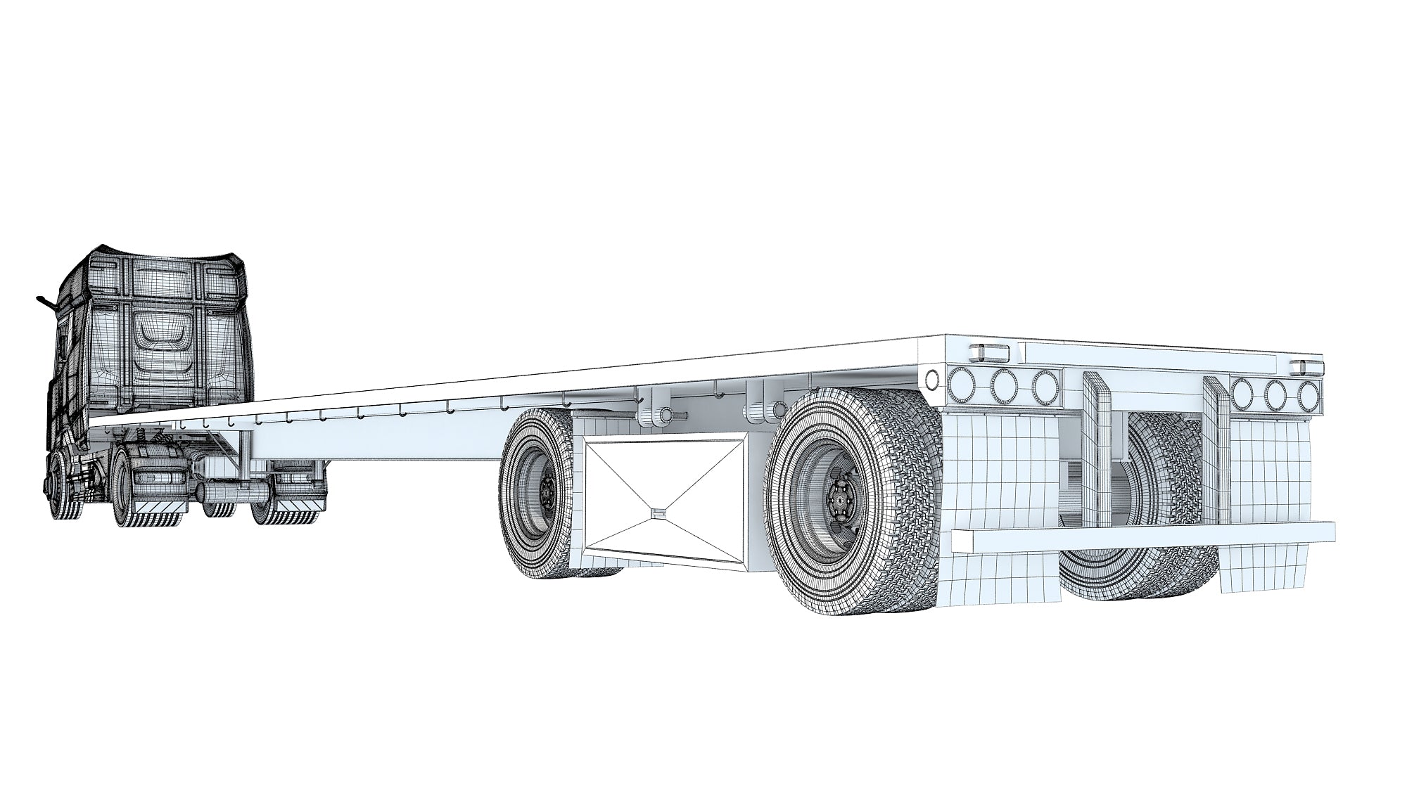 Truck with Flatbed Trailer - DAF