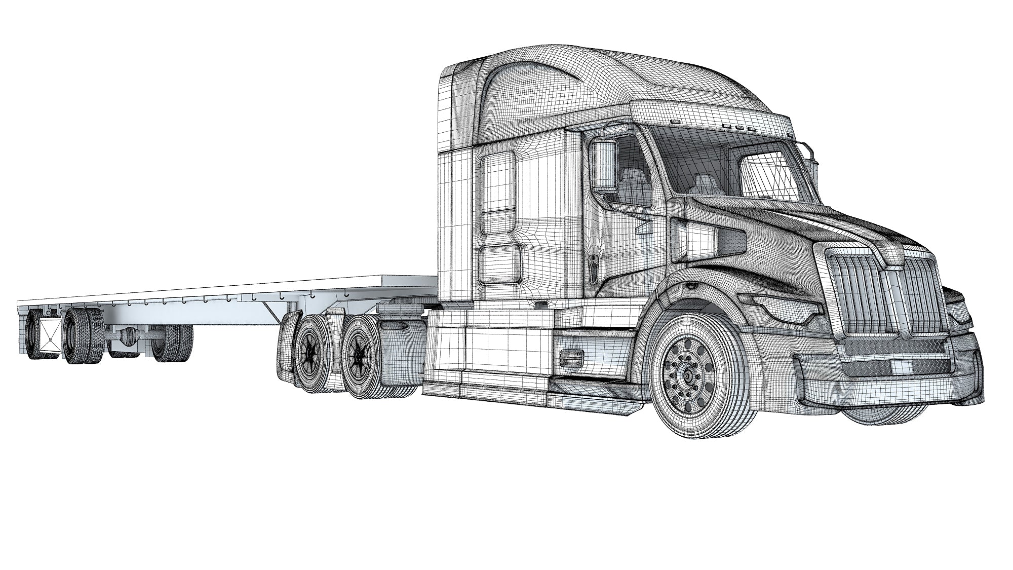 Truck with Flatbed Trailer
