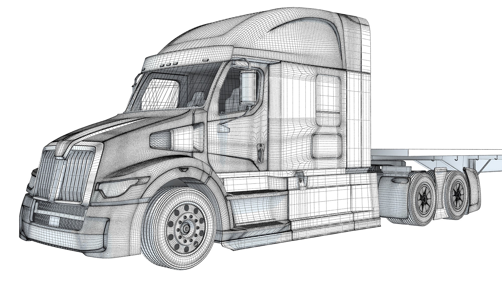 Truck with Flatbed Trailer