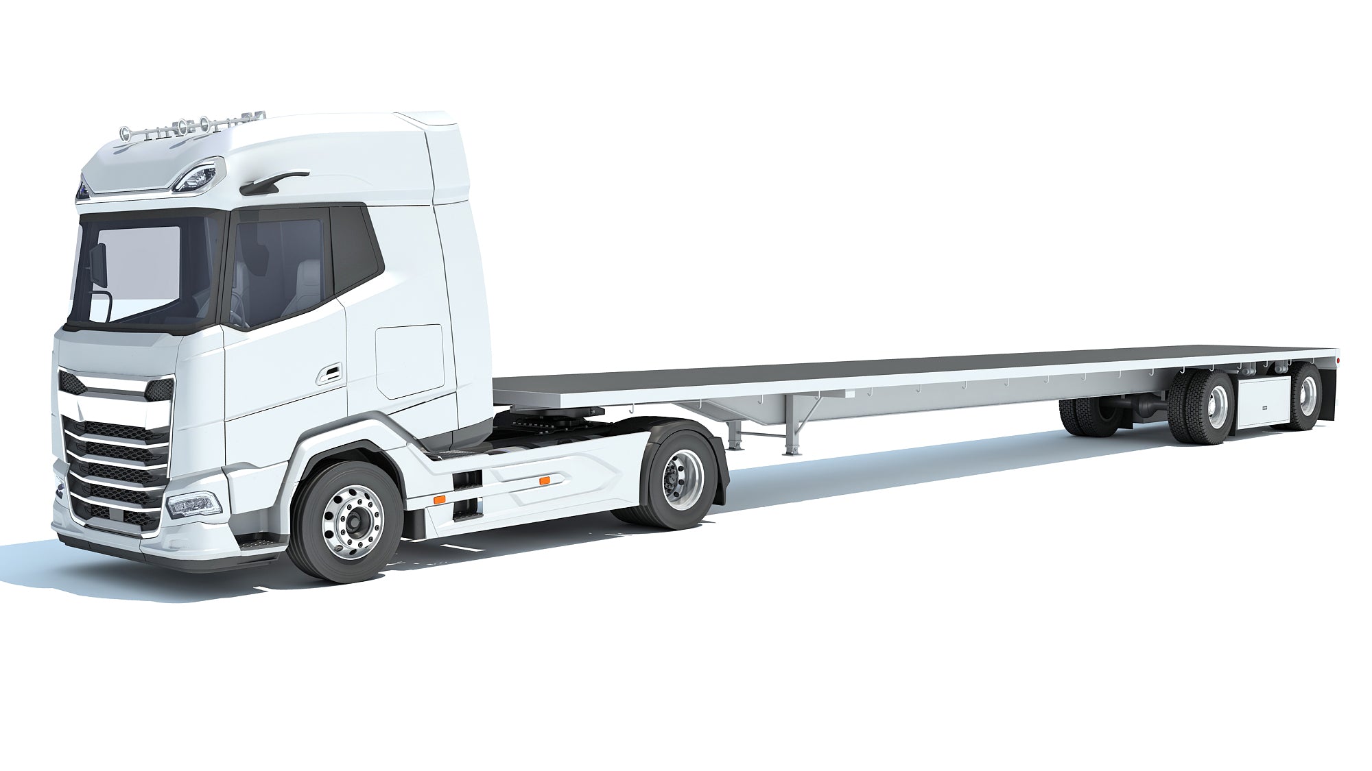 Truck with Flatbed Trailer - DAF
