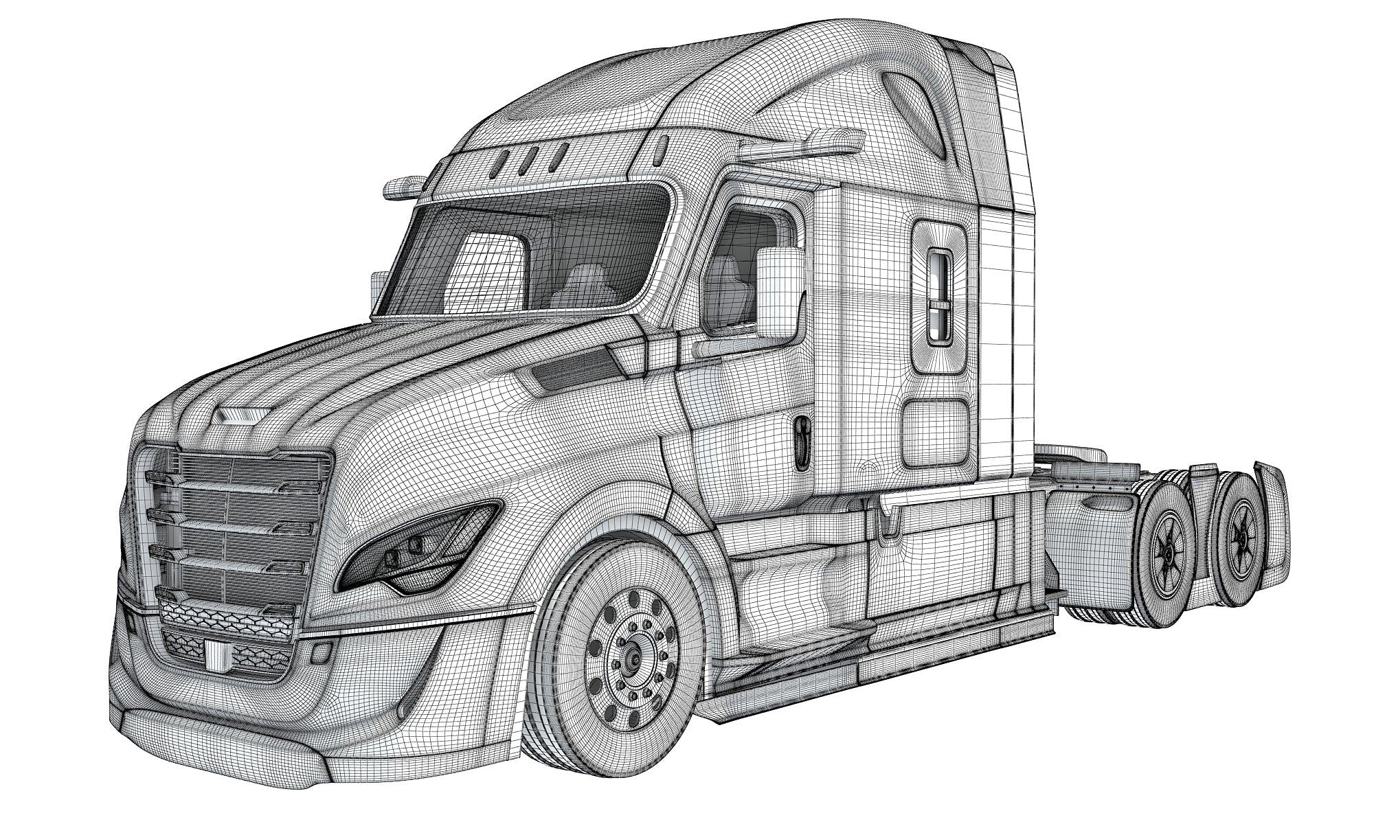 Modern White Semi Truck