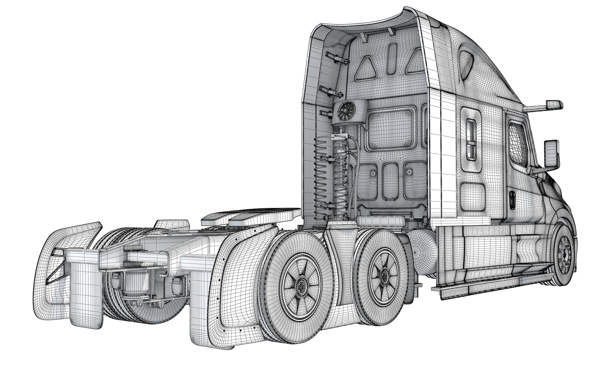 Modern White Semi Truck