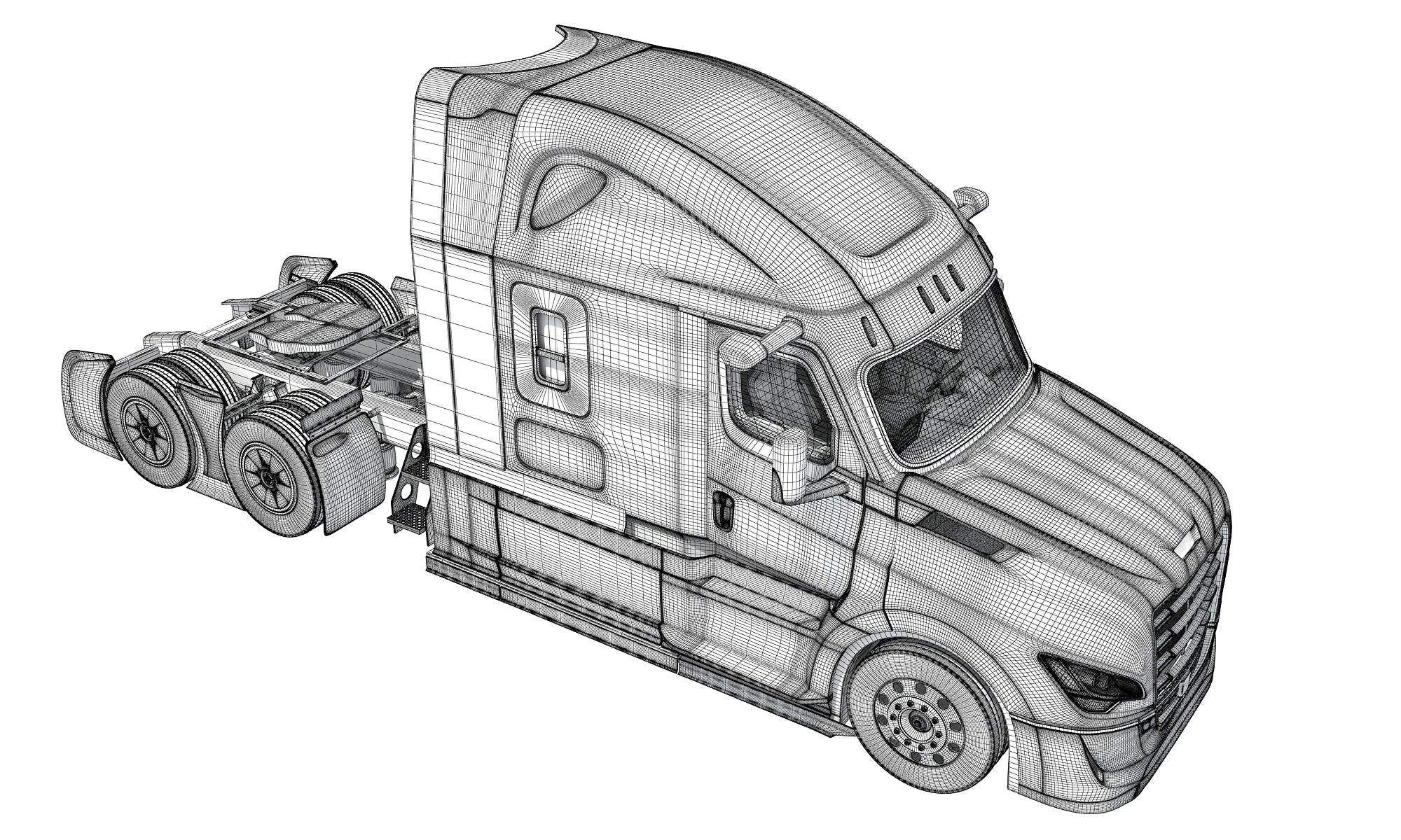 Modern White Semi Truck
