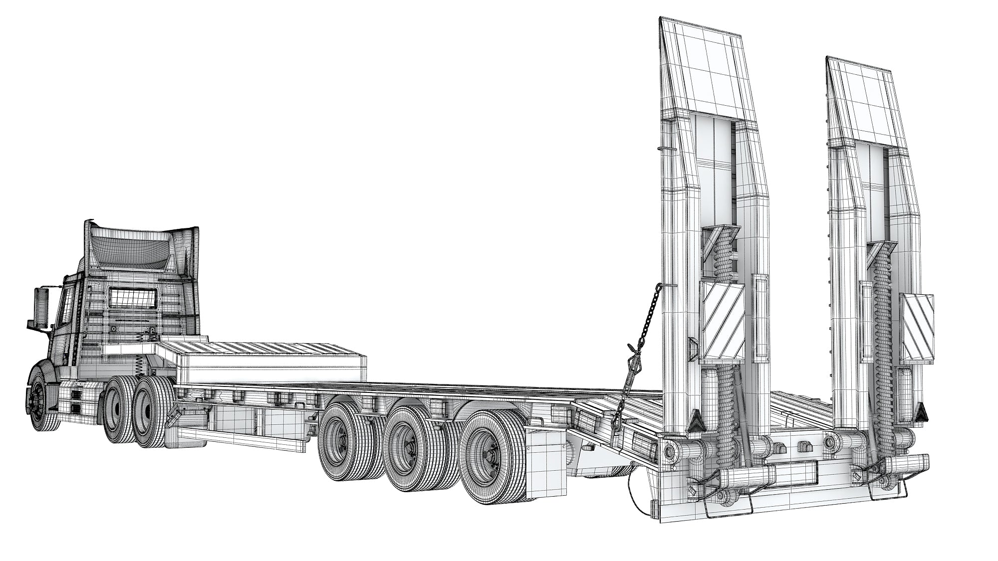 Semi-Truck with Platform Trailer