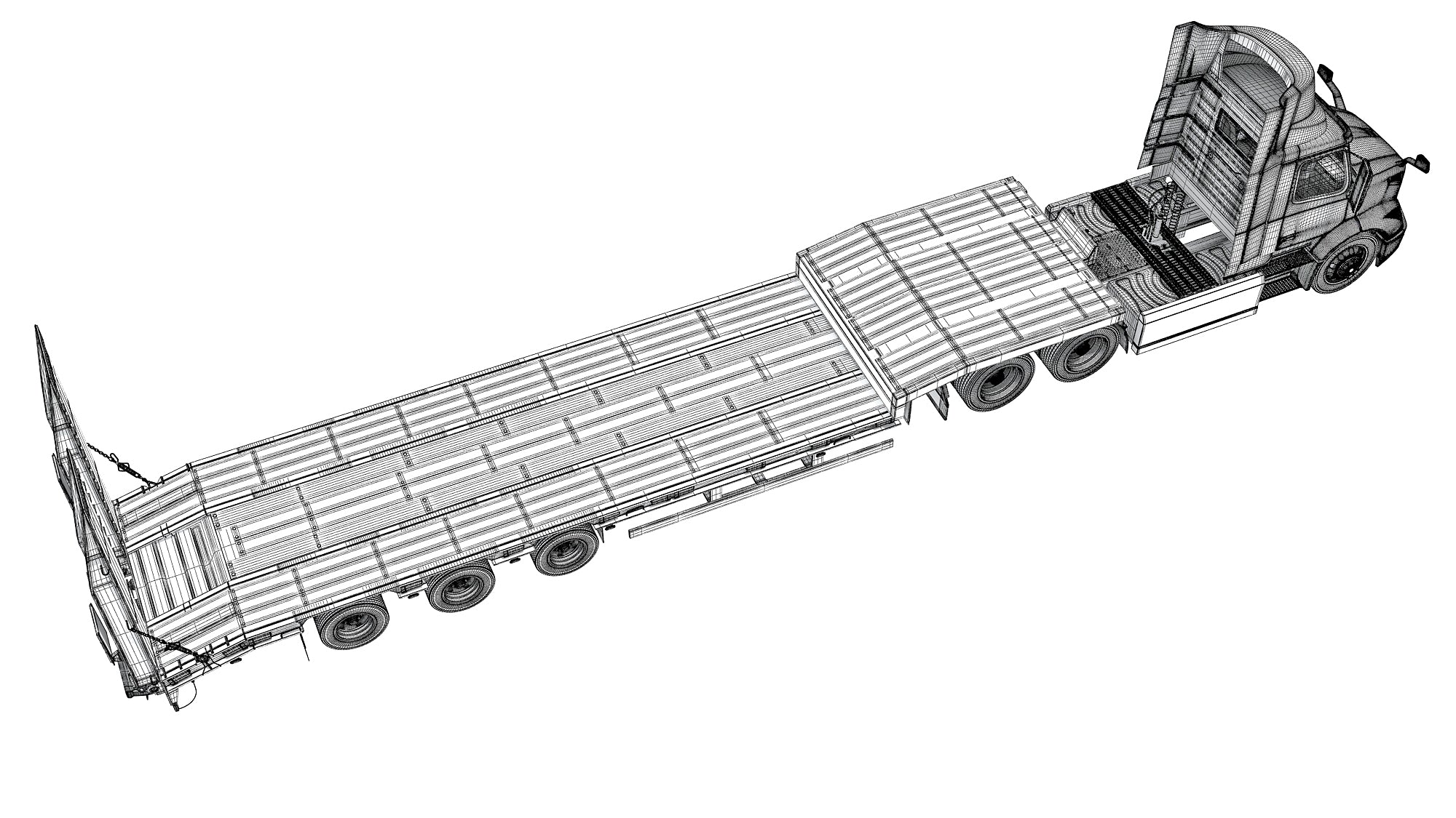 Semi-Truck with Platform Trailer