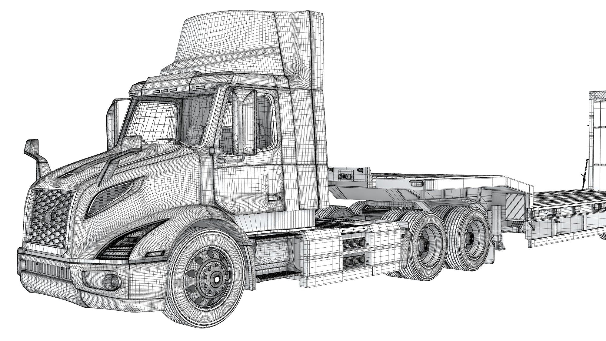 Semi-Truck with Platform Trailer