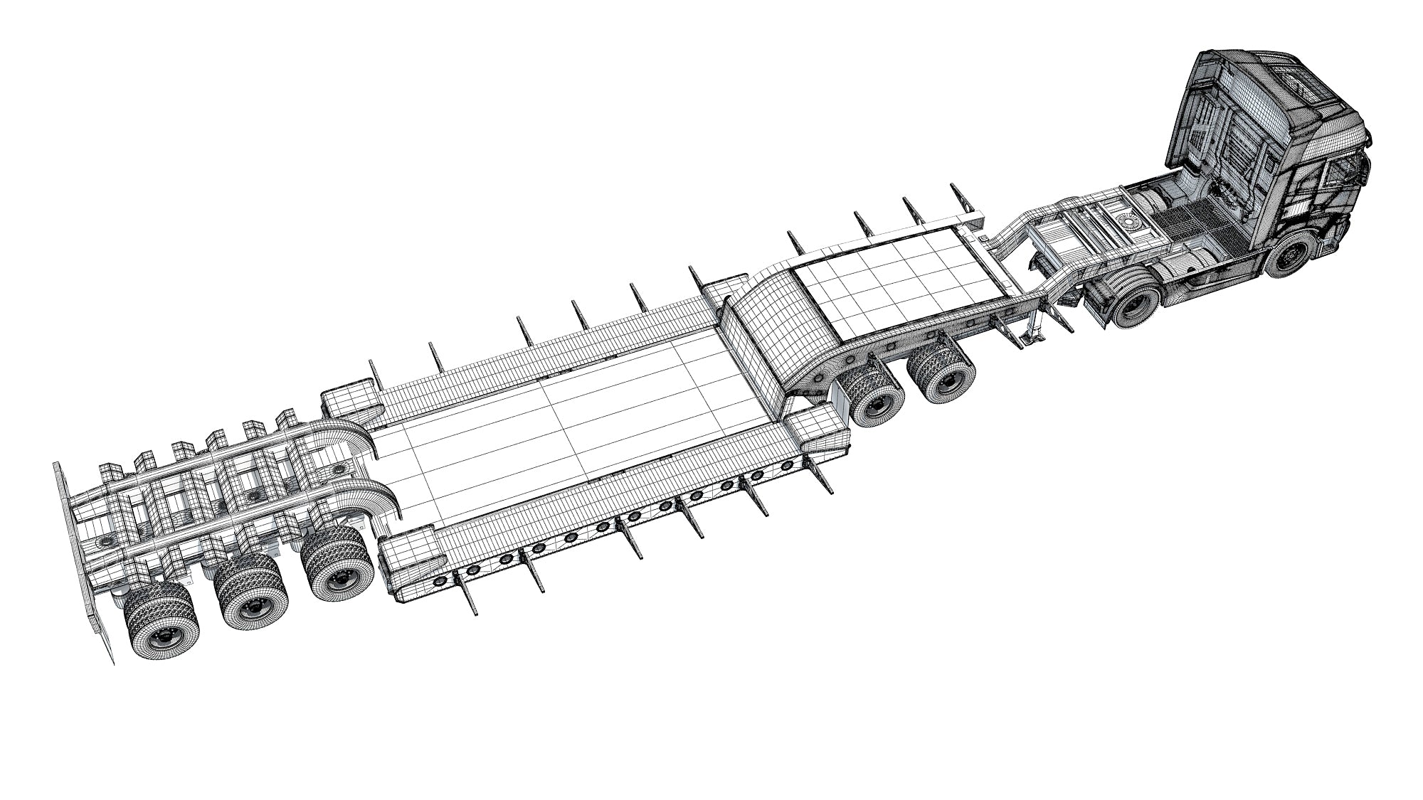 Heavy Truck with Lowboy Trailer