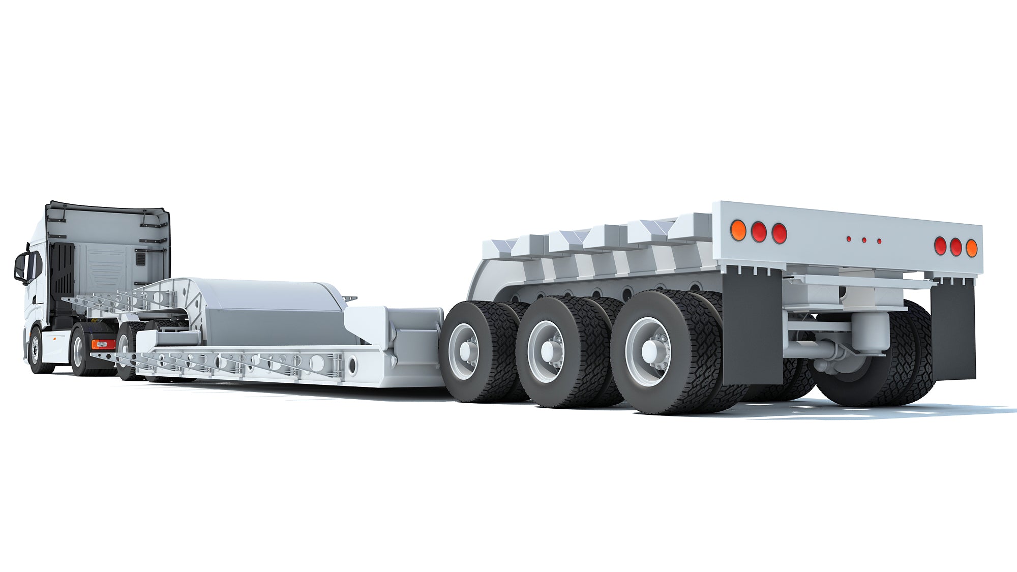 Heavy Truck with Lowboy Trailer