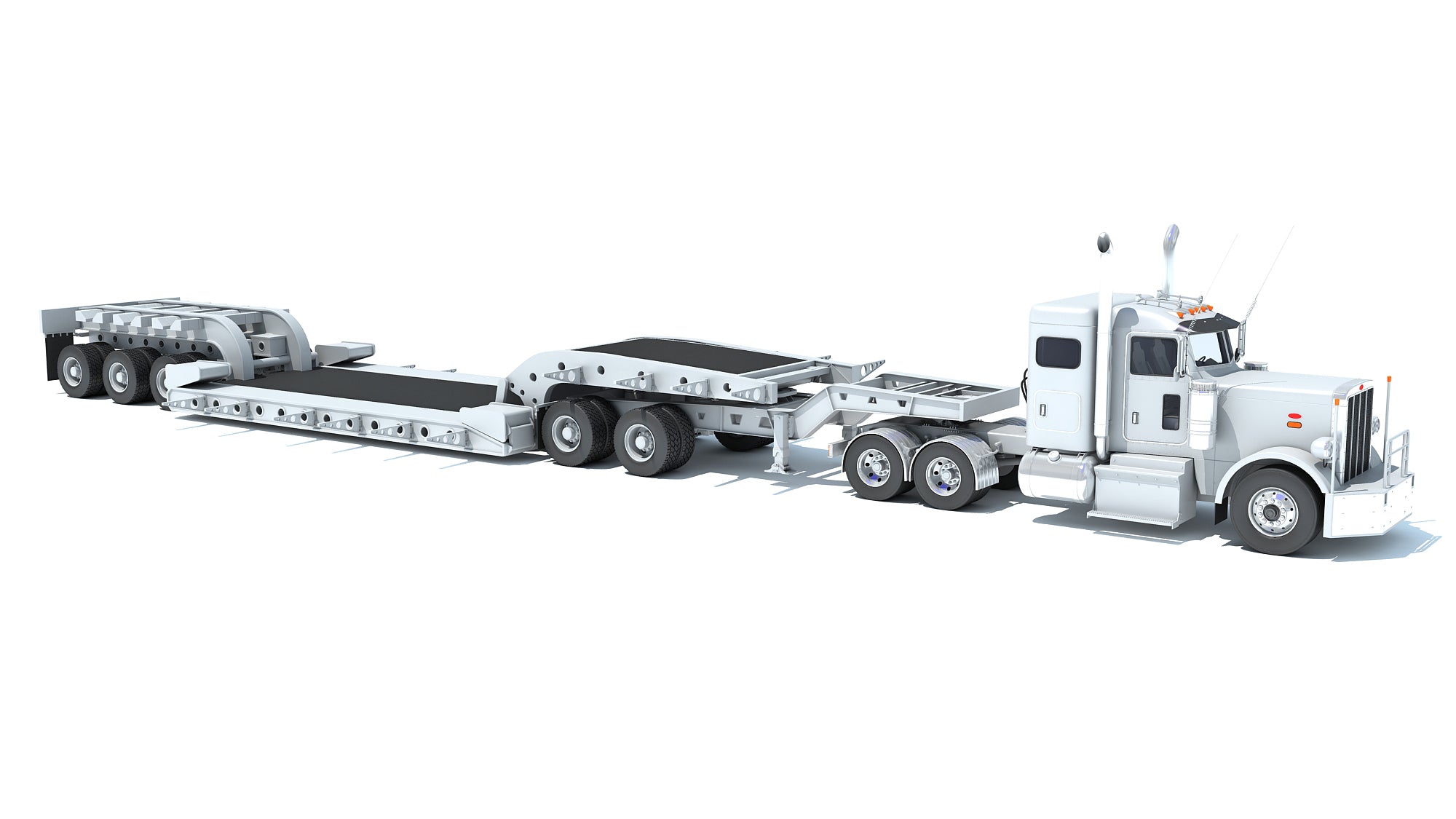Semi Truck with Lowboy Trailer