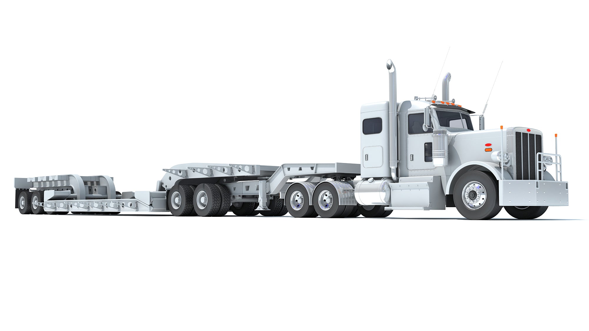 Semi Truck with Lowboy Trailer