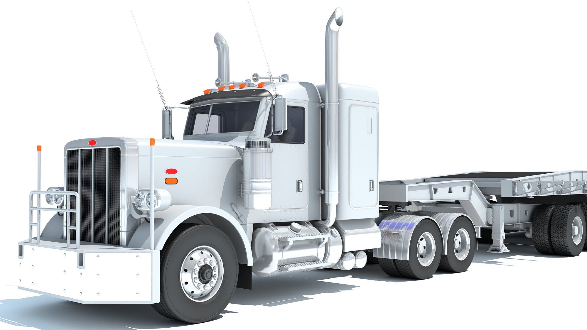 Semi Truck with Lowboy Trailer