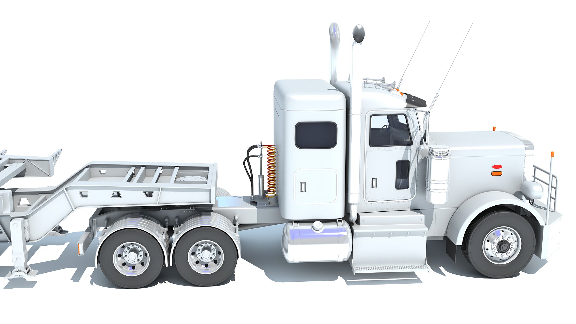 Semi Truck with Lowboy Trailer