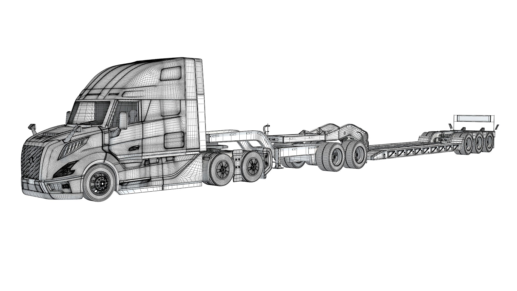 2024 Volvo Semi Truck with Lowboy Trailer