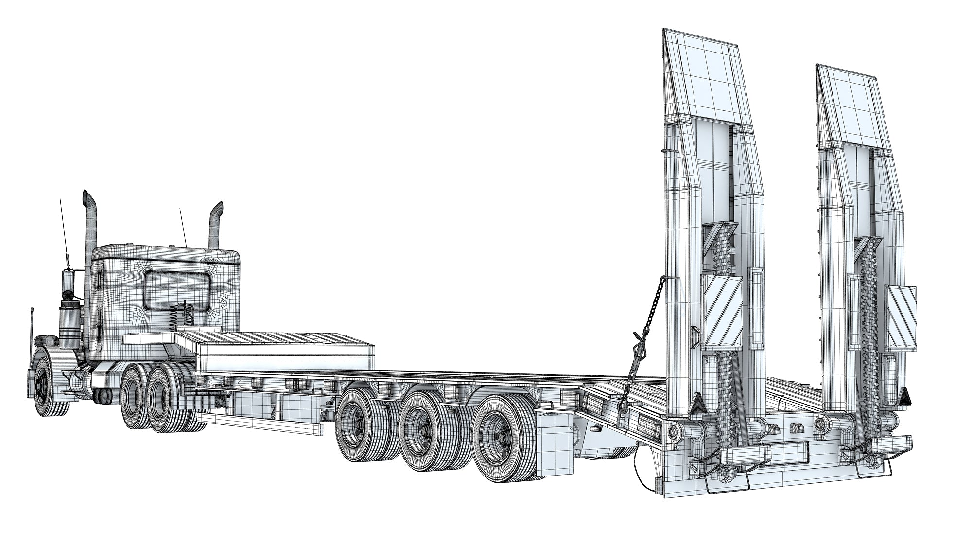 Semi-Truck with Platform Trailer