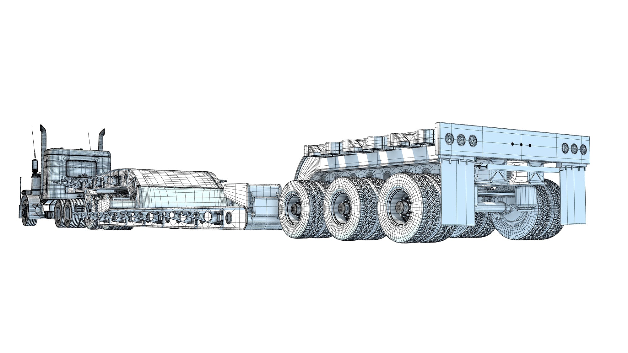 Semi Truck with Lowboy Trailer