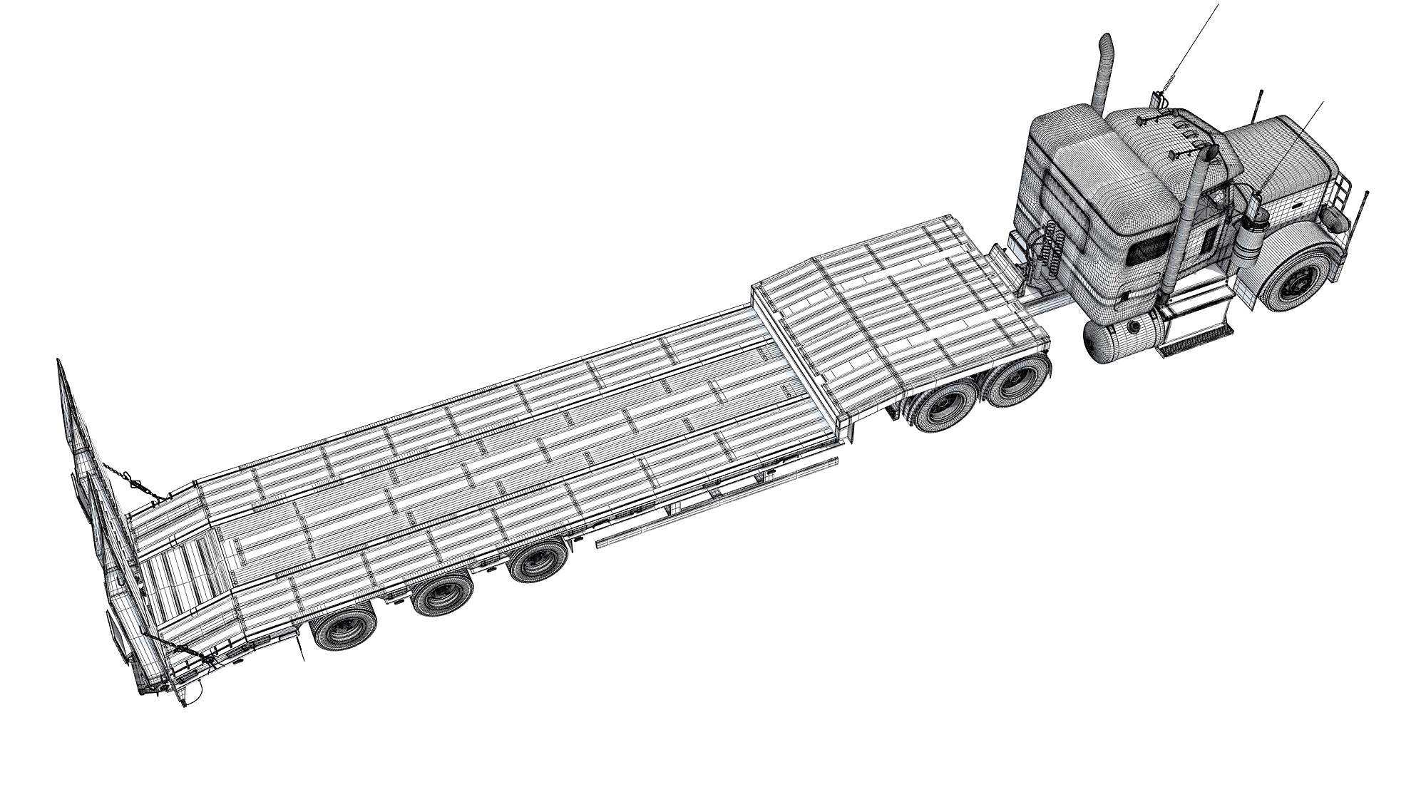Semi-Truck with Platform Trailer