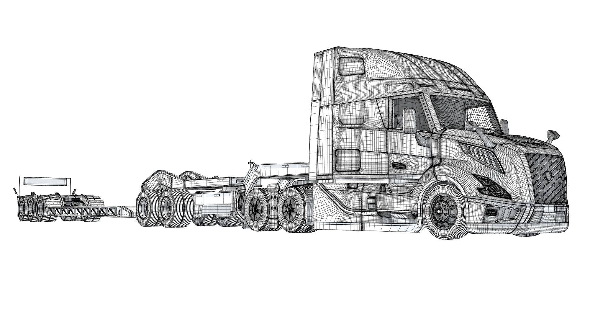 2024 Volvo Semi Truck with Lowboy Trailer