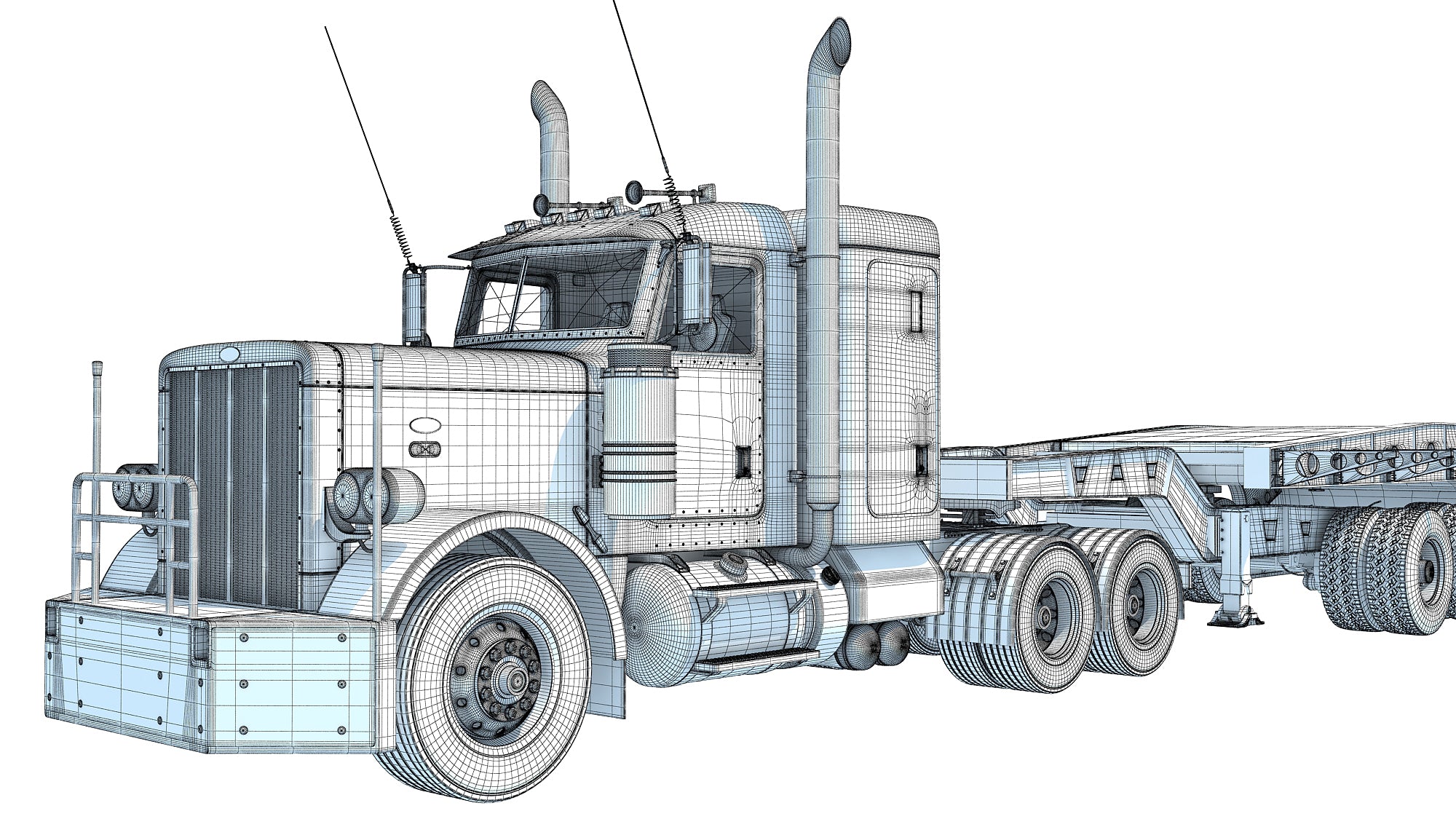 Semi Truck with Lowboy Trailer