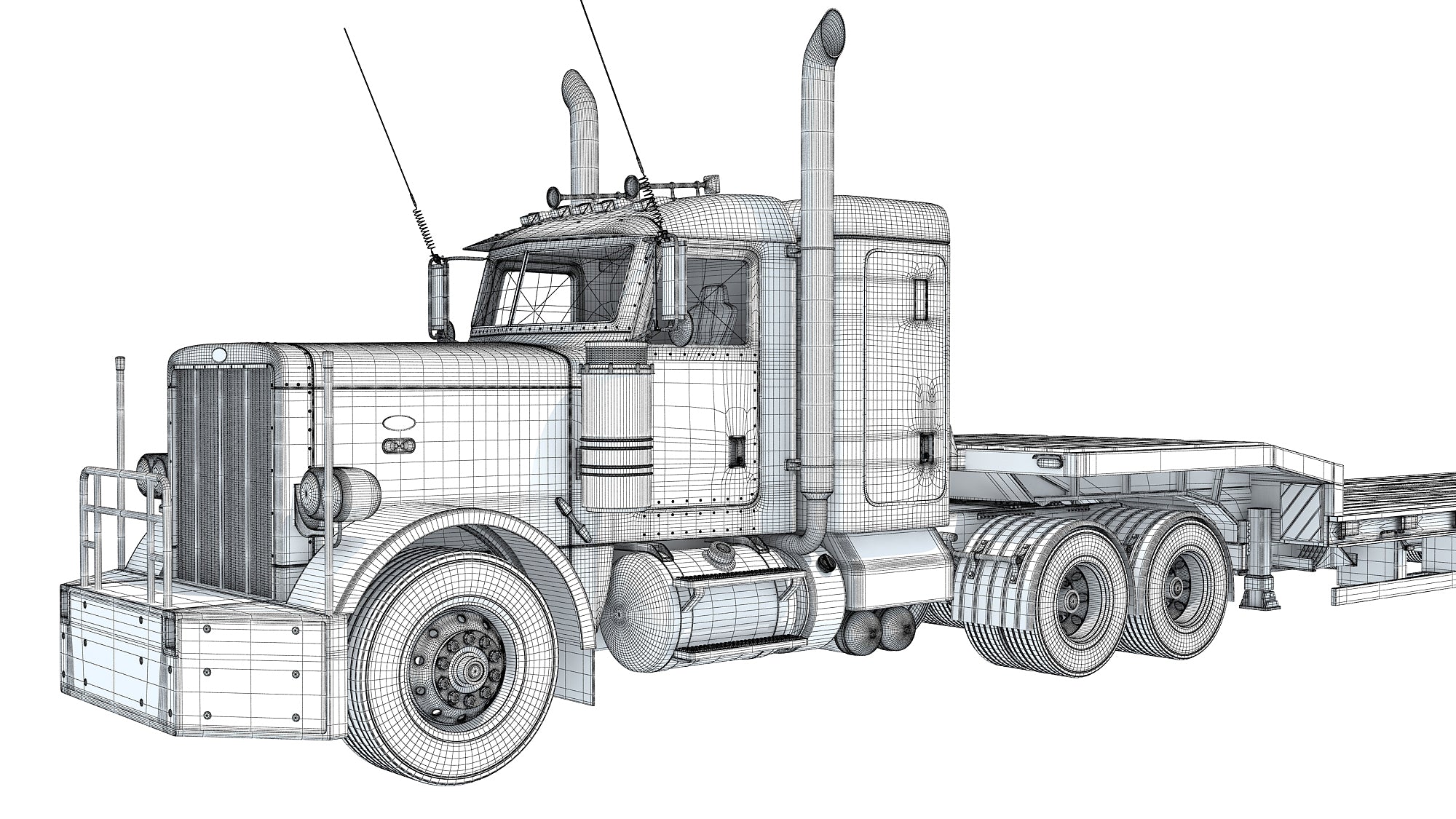 Semi-Truck with Platform Trailer