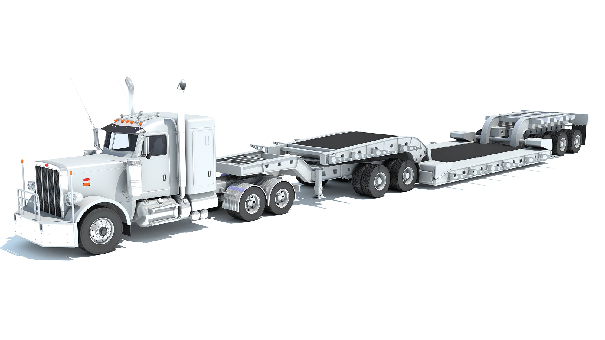 Semi Truck with Lowboy Trailer