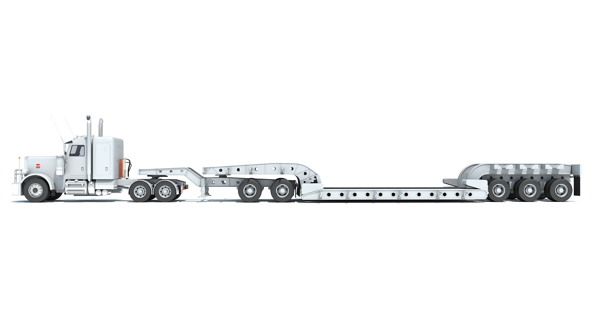 Semi Truck with Lowboy Trailer