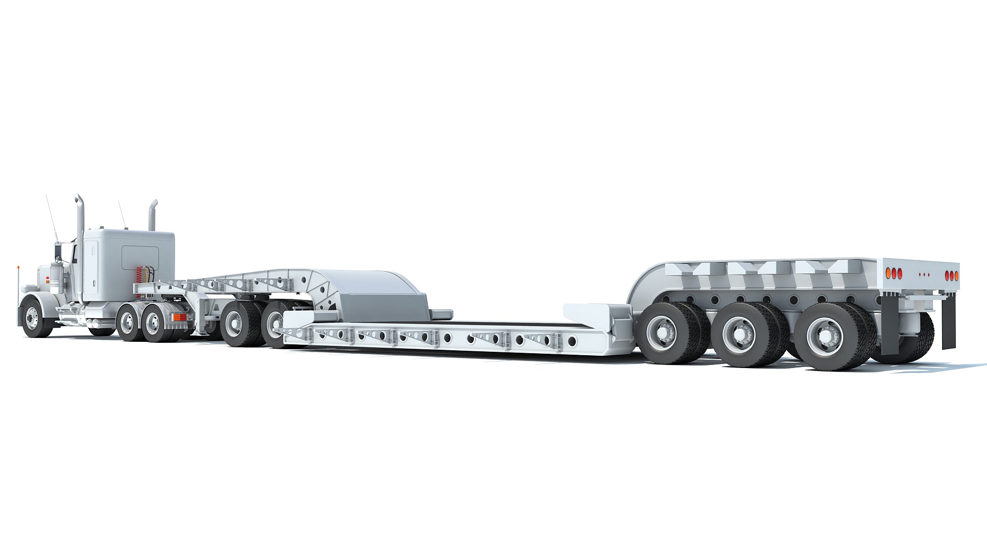 Semi Truck with Lowboy Trailer