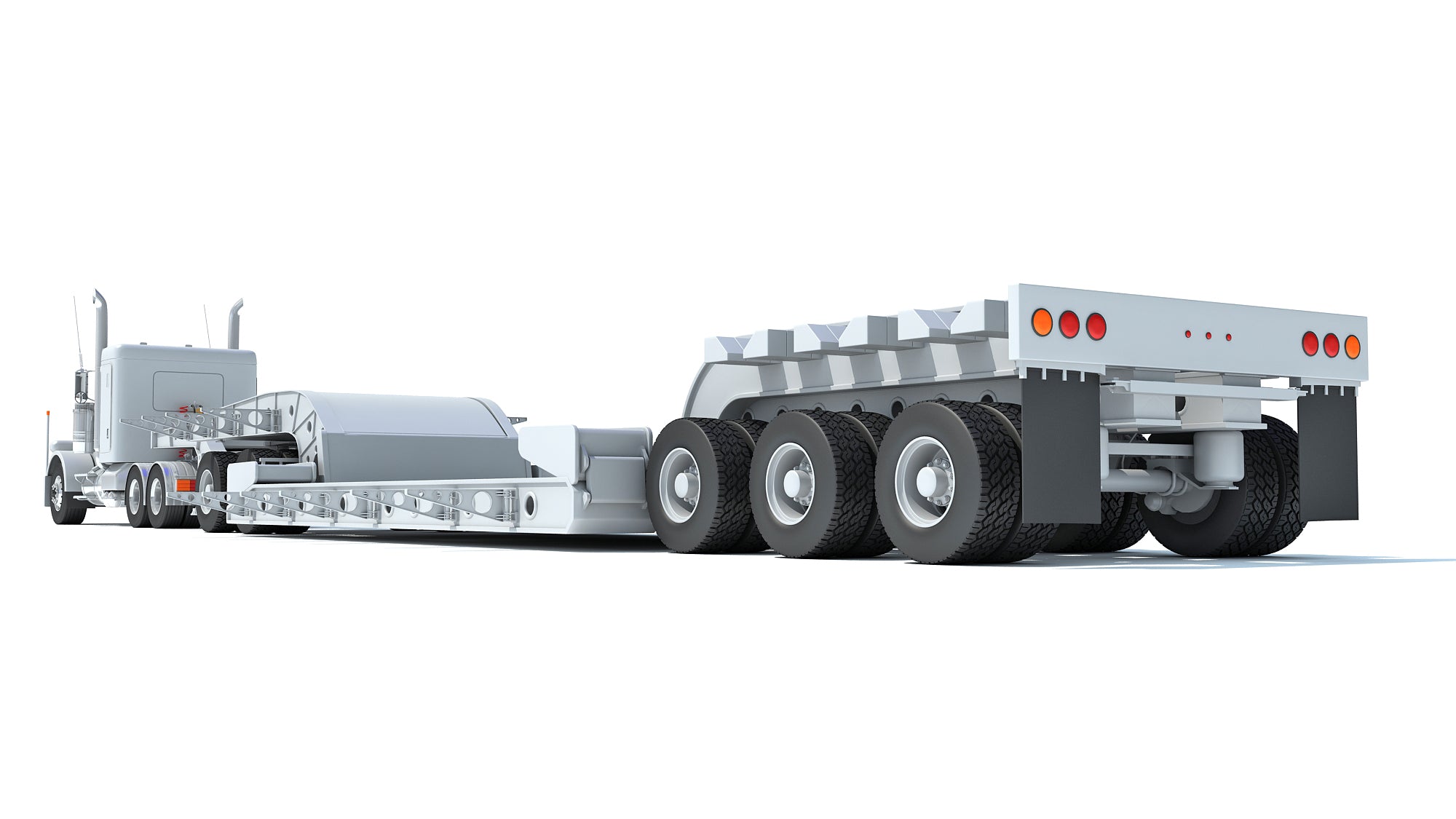 Semi Truck with Lowboy Trailer