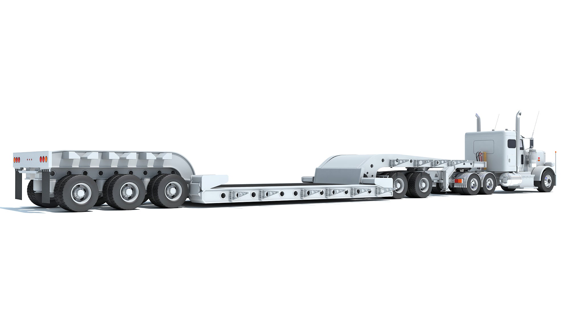 Semi Truck with Lowboy Trailer