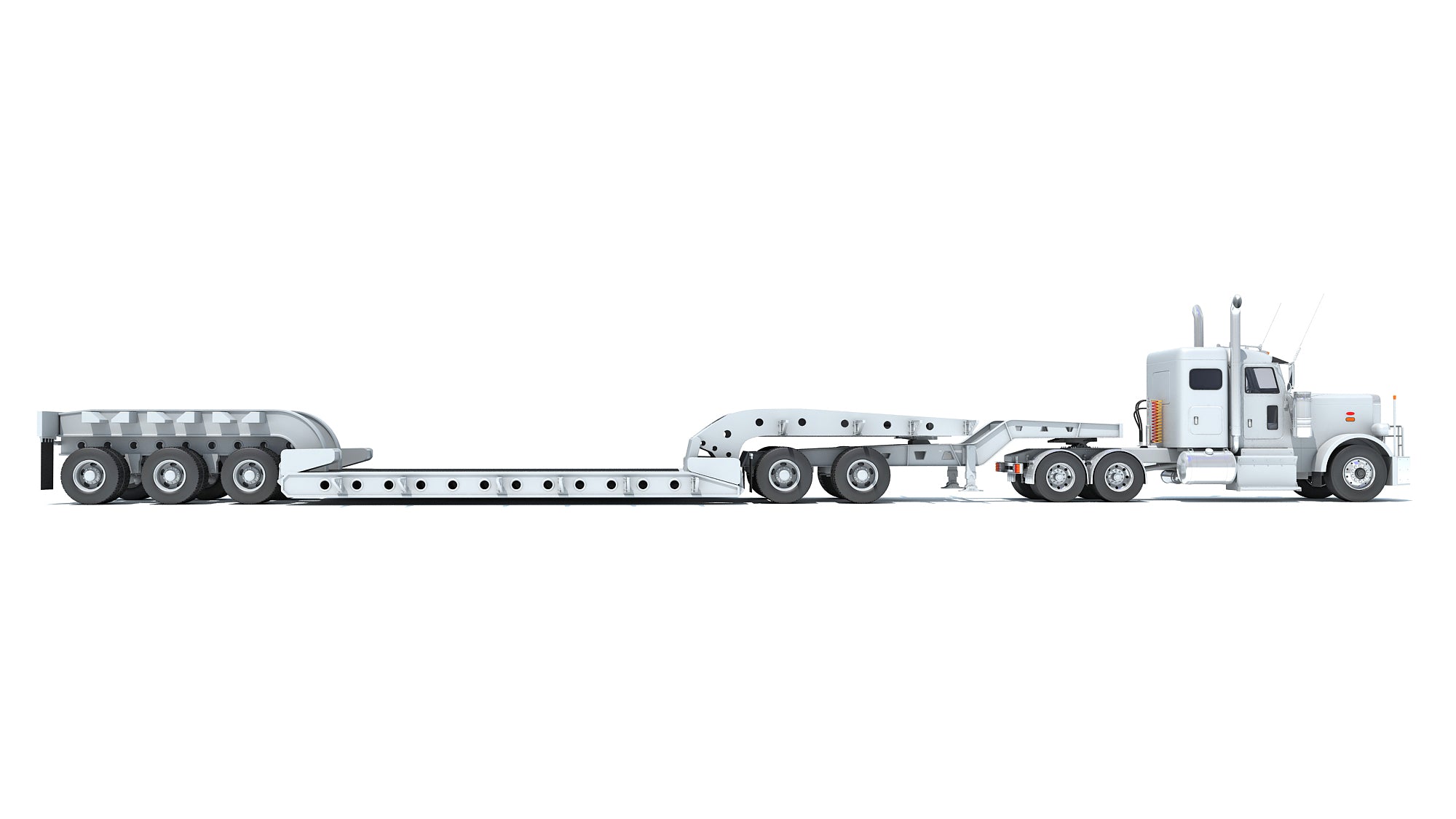 Semi Truck with Lowboy Trailer