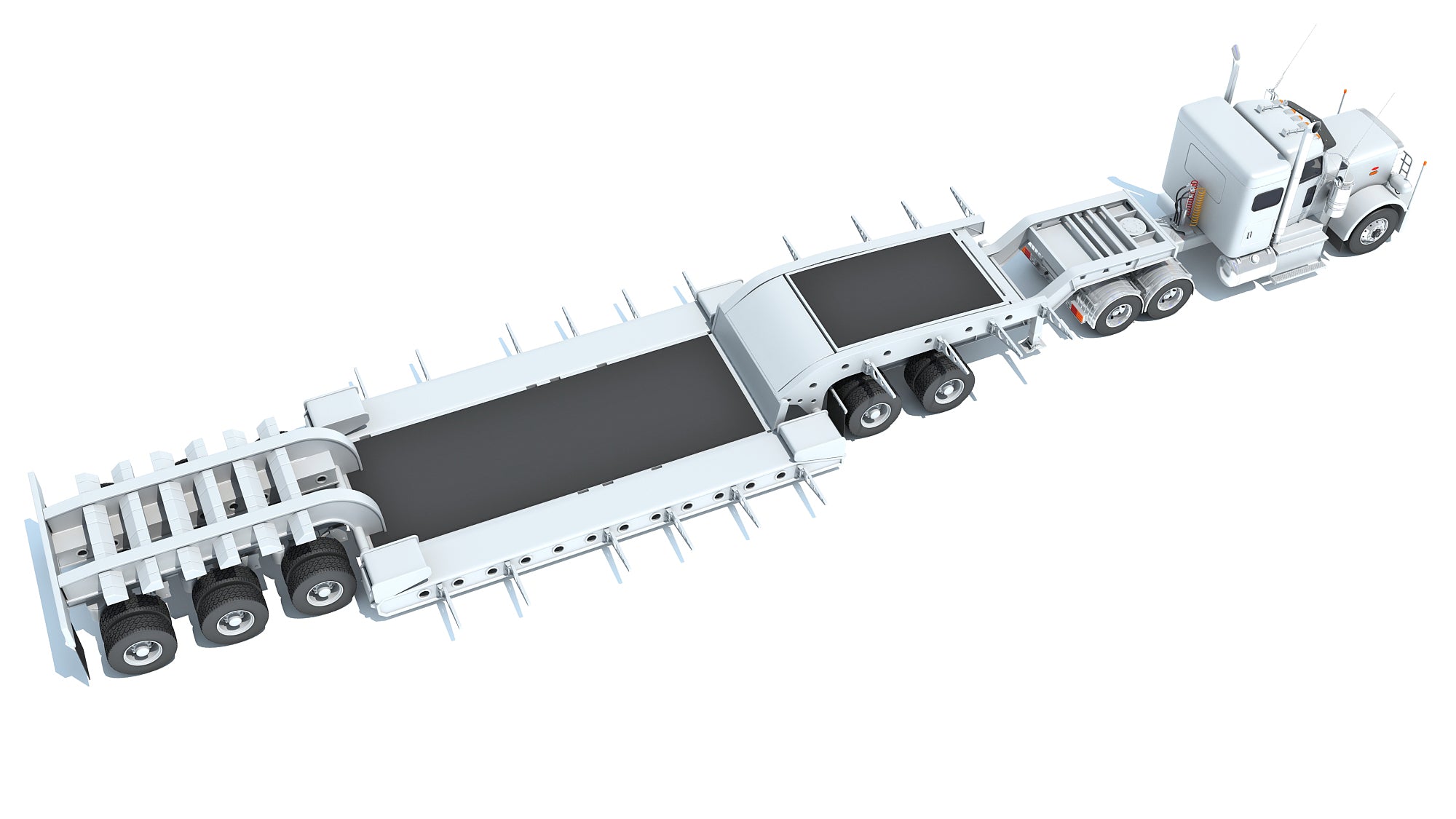 Semi Truck with Lowboy Trailer