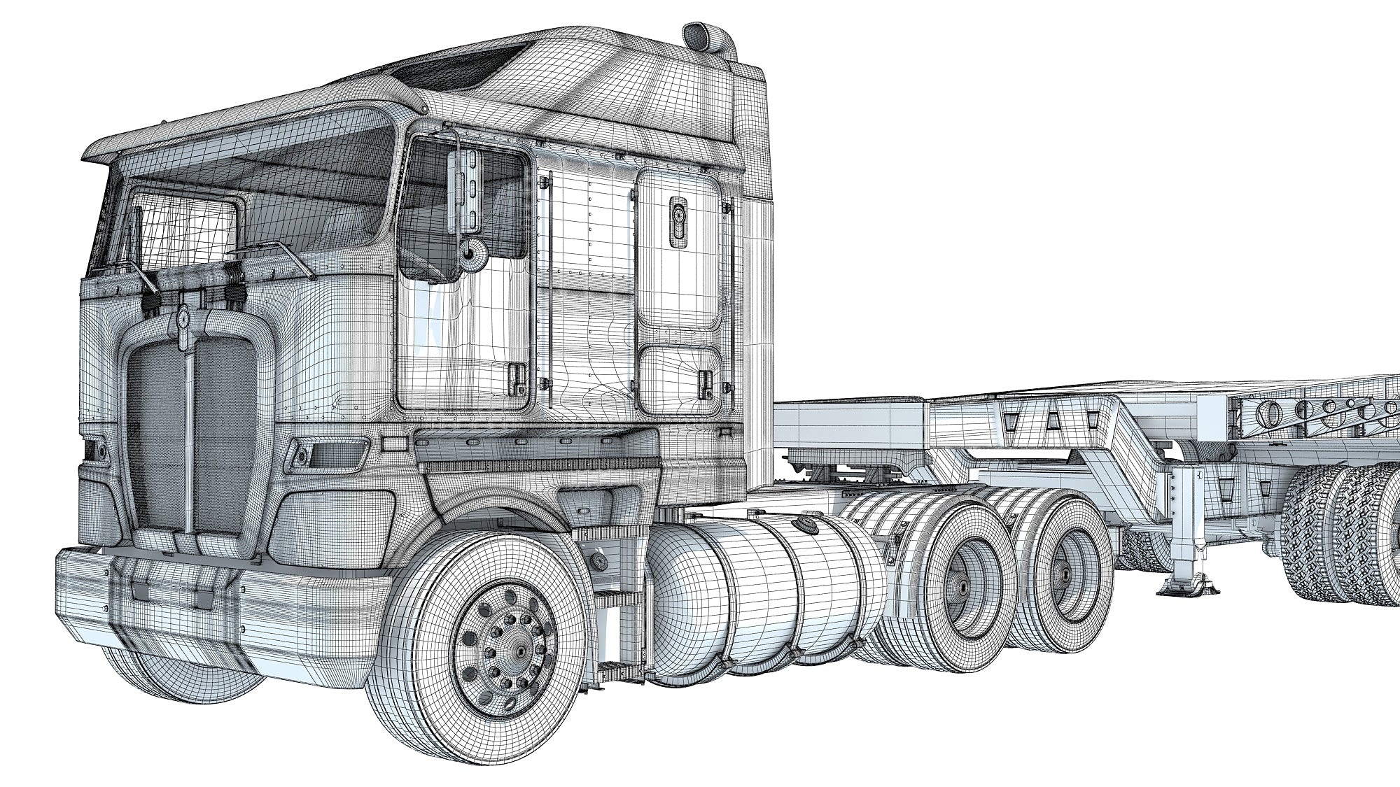 Truck with Lowboy Trailer Kenworth
