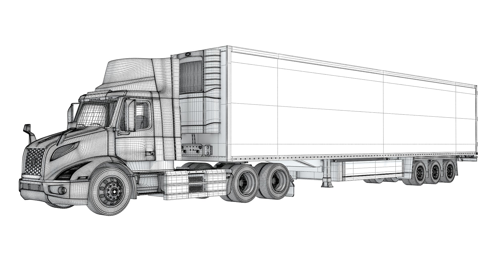 Semi Truck with Refrigerator Trailer