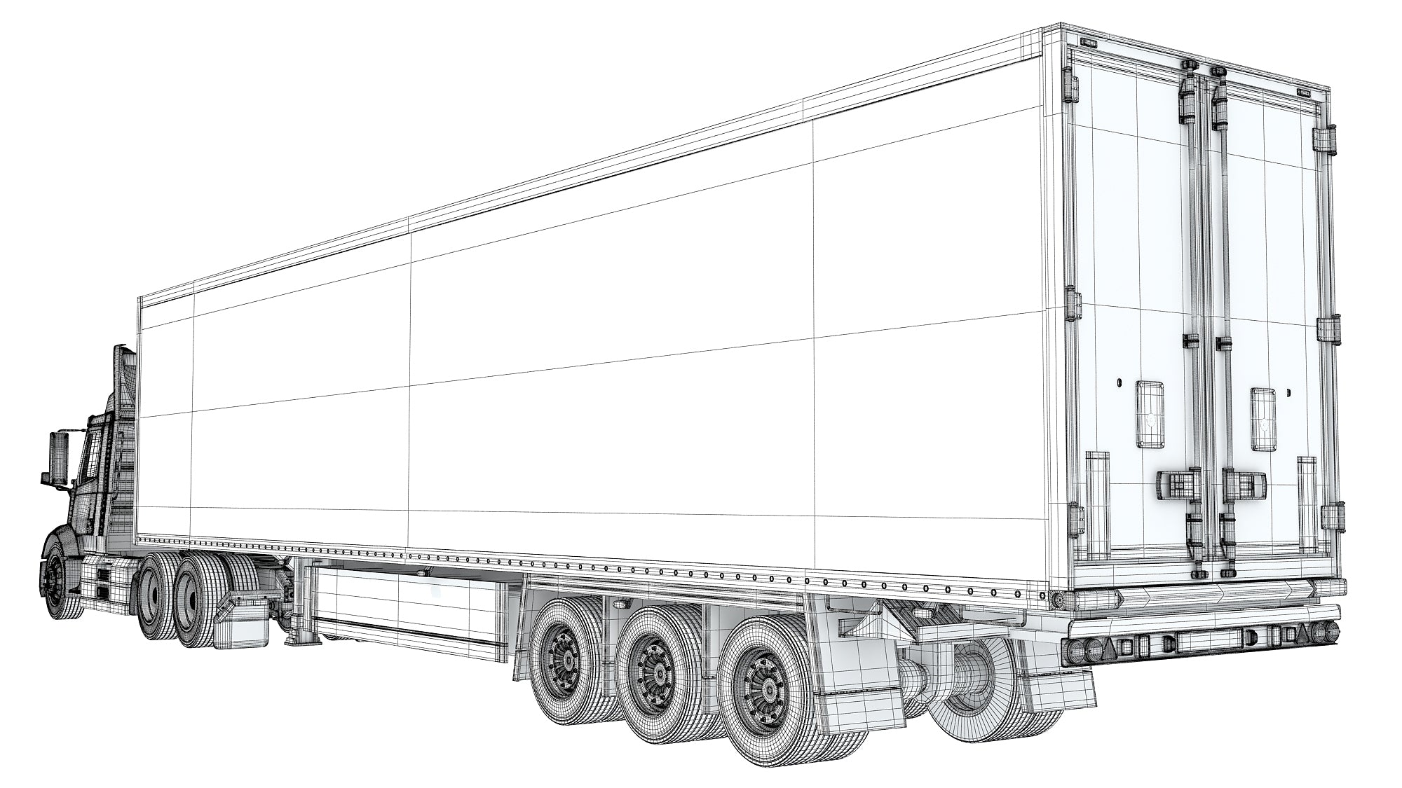 Semi Truck with Refrigerator Trailer