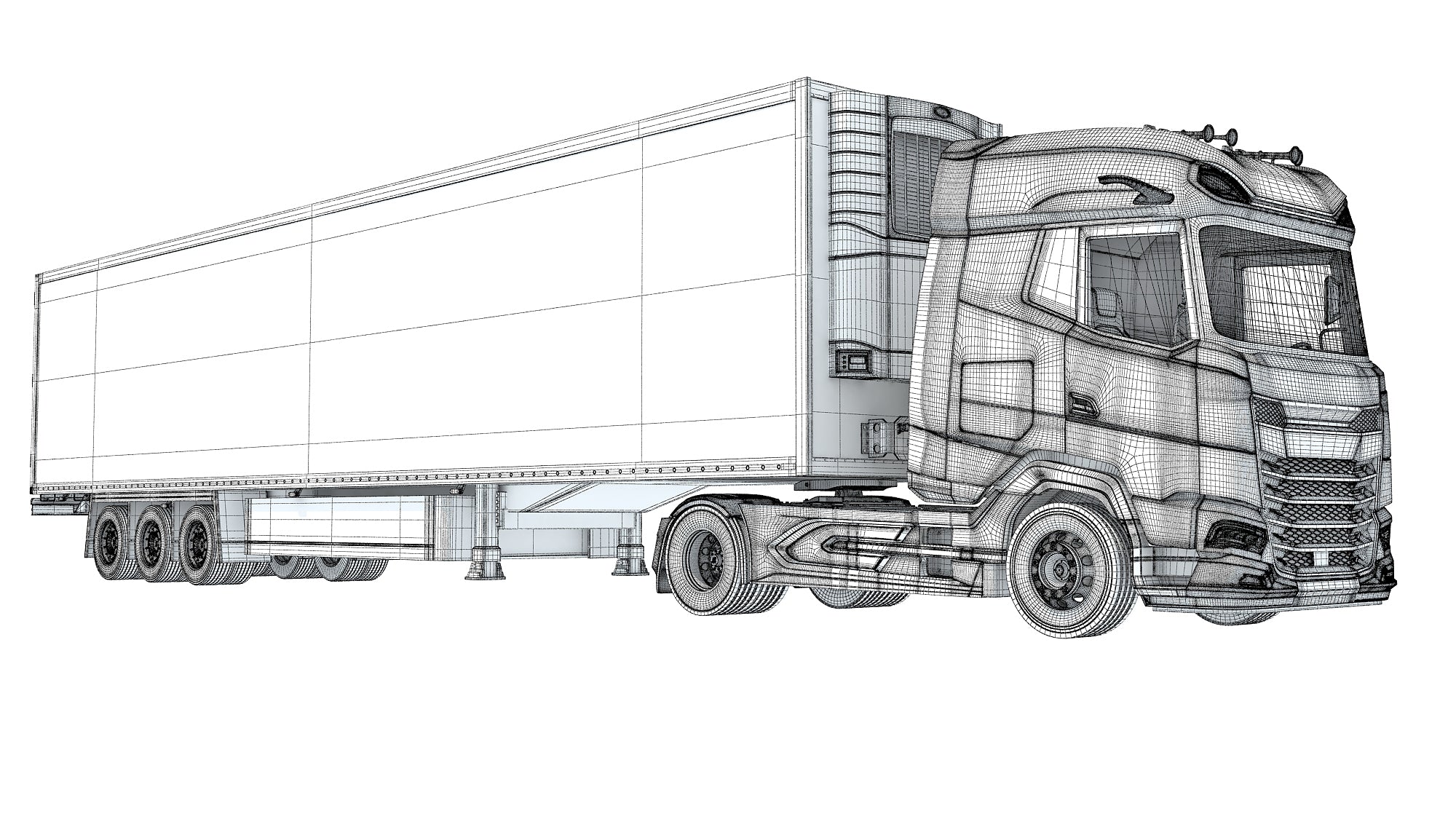Truck with Reefer Refrigerator Trailer